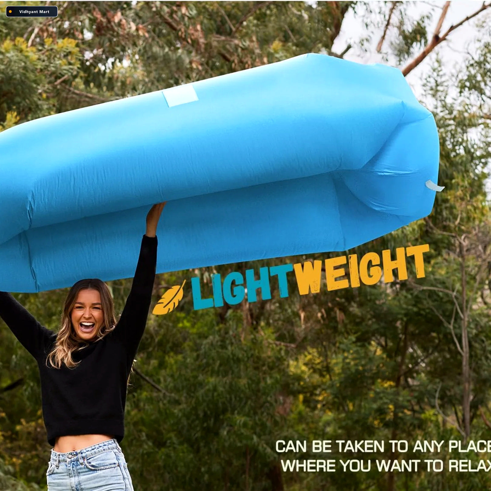Vidhyant Mart Inflatable Camping Lounger Neck Support Portable T 4