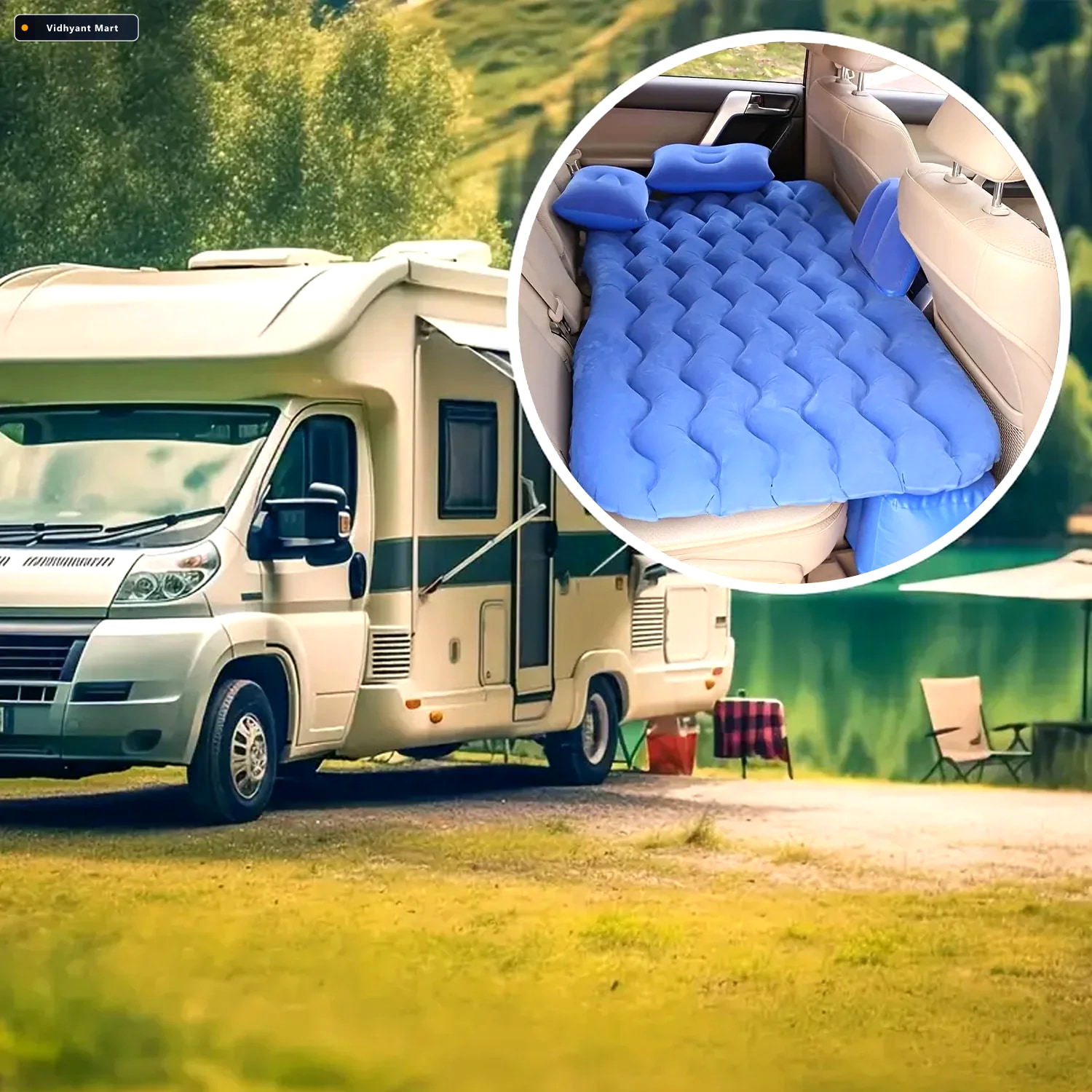Vidhyant Mart Inflatable Car Backseat Air Mattress Portable Comf 2