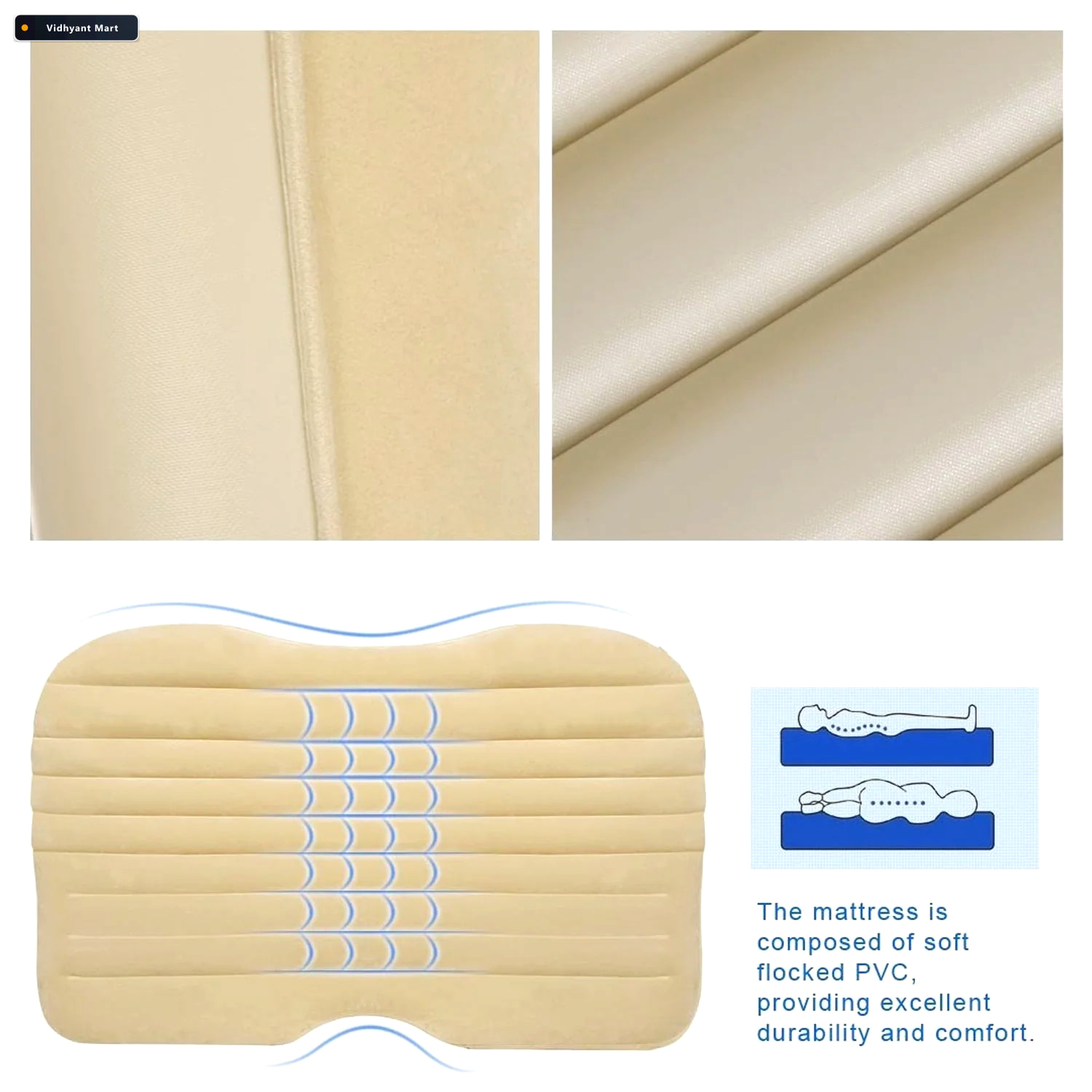 Vidhyant Mart Inflatable Car Bed Portable Travel Mattress Kit Ve 4