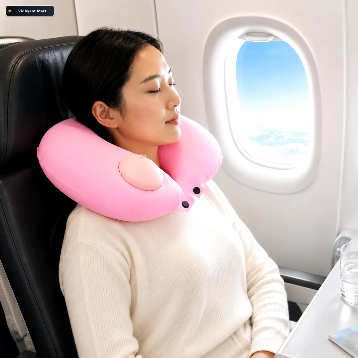Vidhyant Mart Inflatable Travel Neck Pillow Ergonomic Adjustable 1