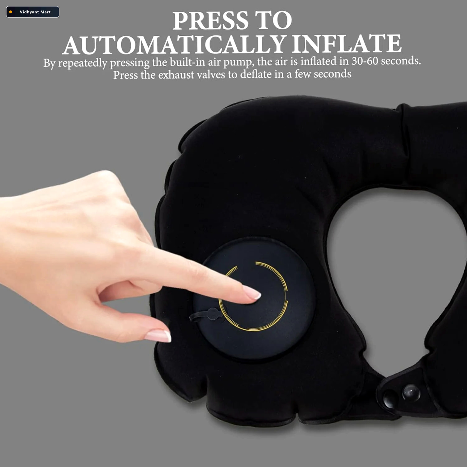 Vidhyant Mart Inflatable Travel Neck Pillow Soft Portable Self I 3