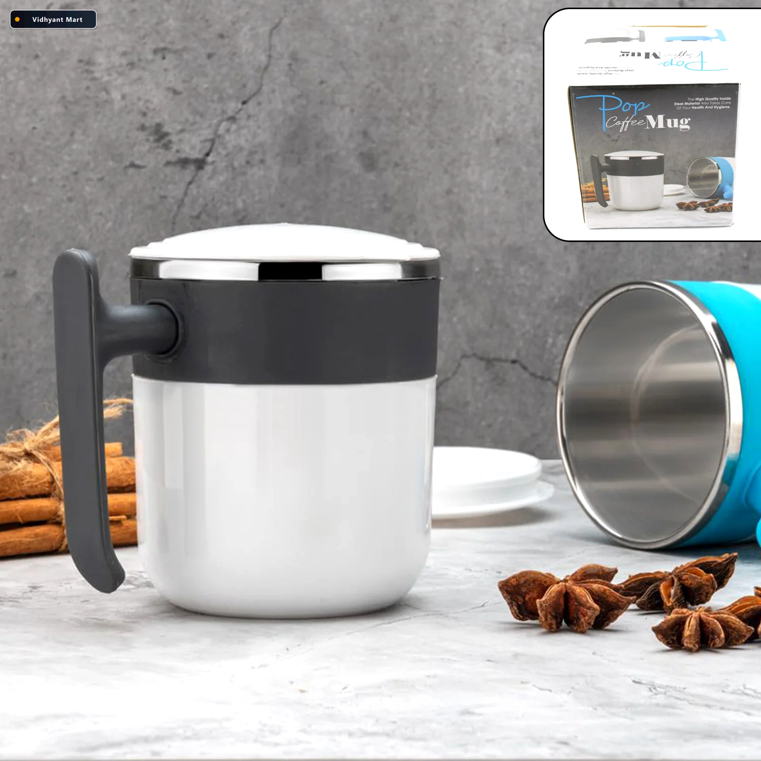 Vidhyant Mart Insulated Coffee Mug Spill Proof Stainless Steel M 1