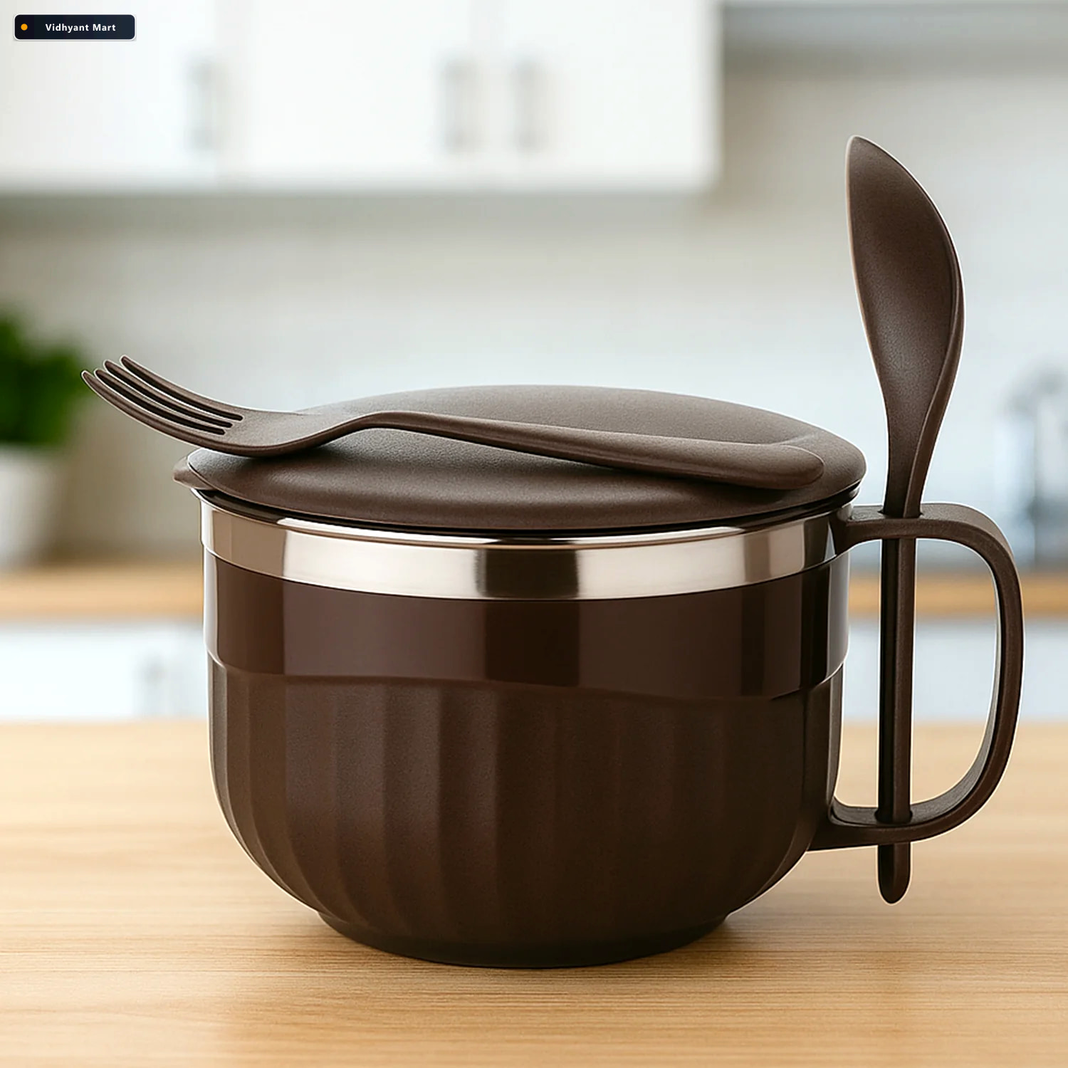 Vidhyant Mart Insulated Lunch Bowl 650ml Leak Proof With Cutlery 2