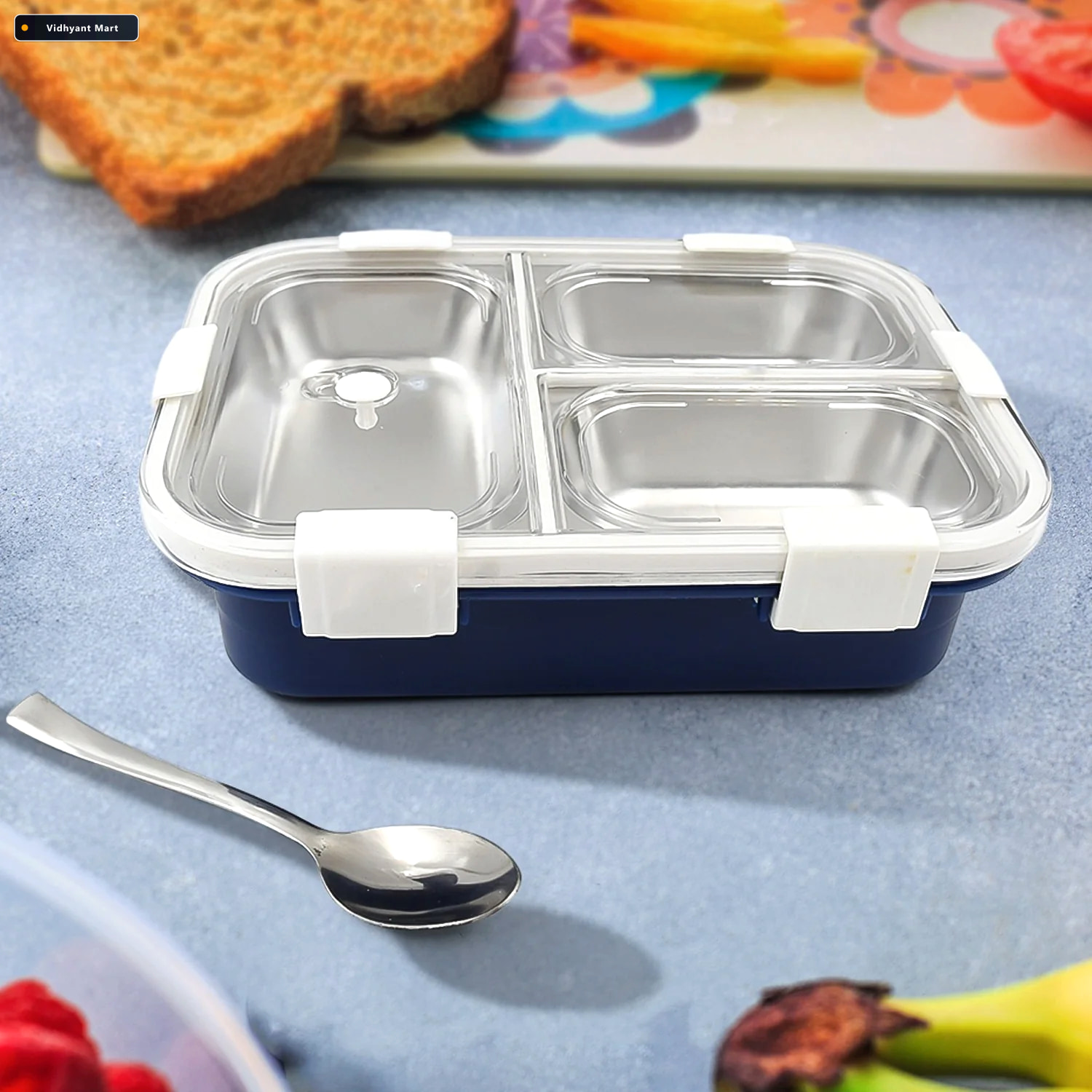 Vidhyant Mart Insulated Lunch Box 3 Compartment Stainless Steel 1