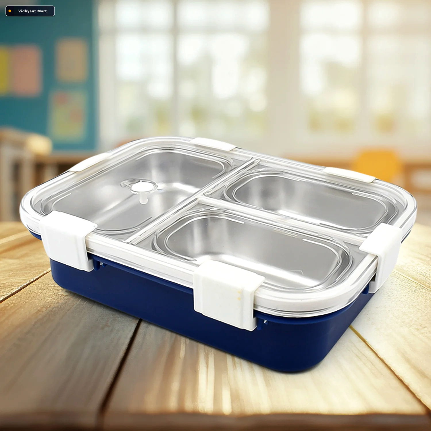 Vidhyant Mart Insulated Lunch Box 3 Compartment Stainless Steel 2