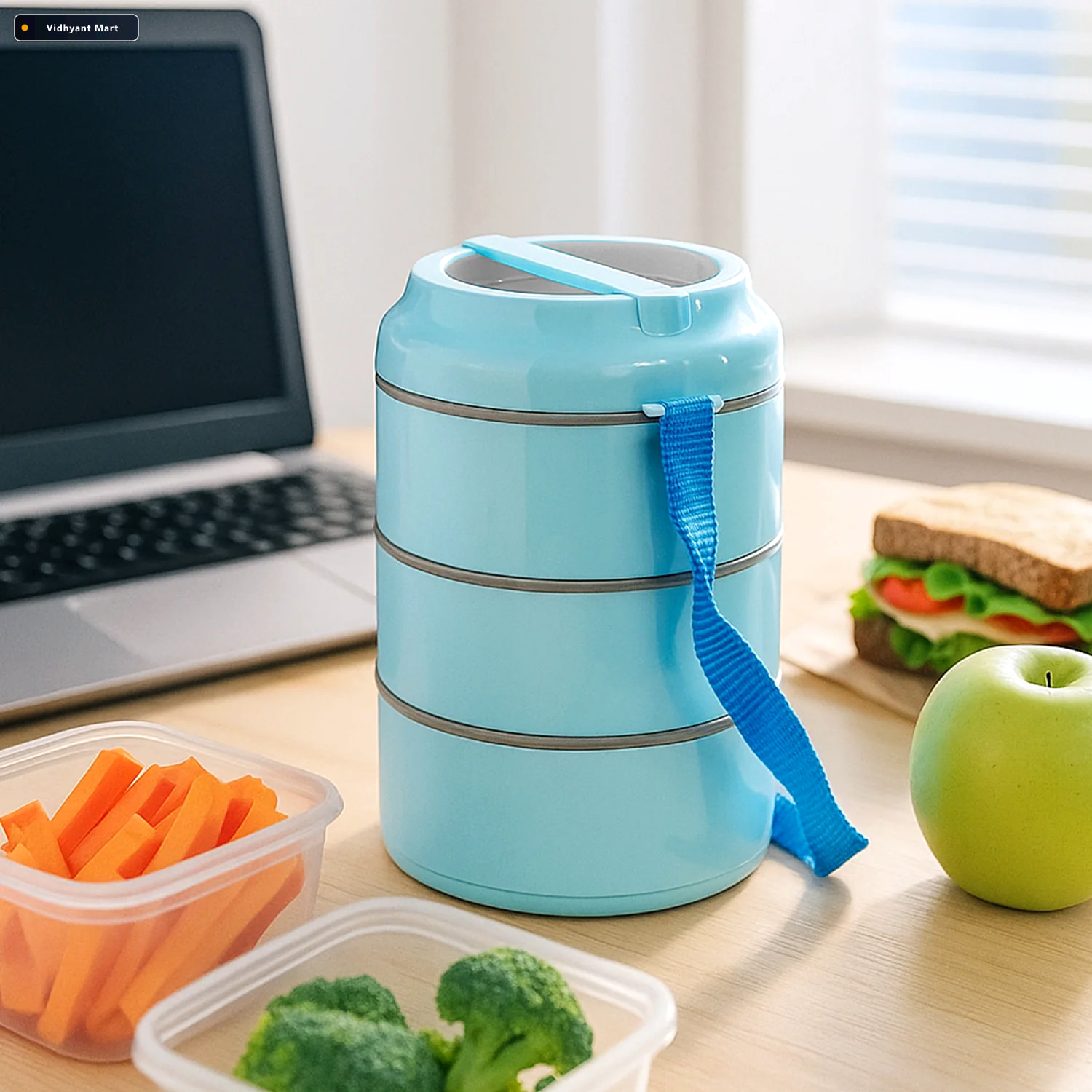 Vidhyant Mart Insulated Lunch Box Set 3 Layers With Leak Proof D 2