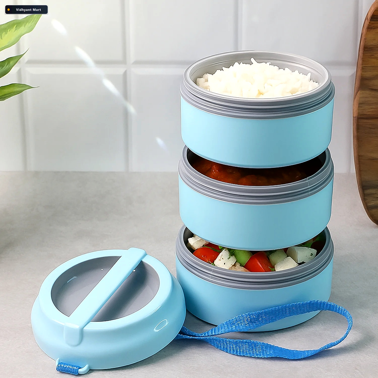 Vidhyant Mart Insulated Lunch Box Set 3 Layers With Leak Proof D 3