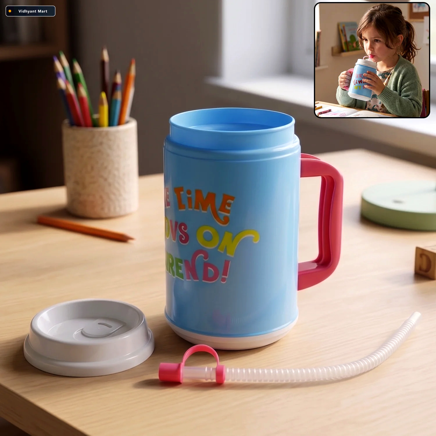 Vidhyant Mart Insulated Mug With Straw 709 Ml Leak Resistant Bot 1
