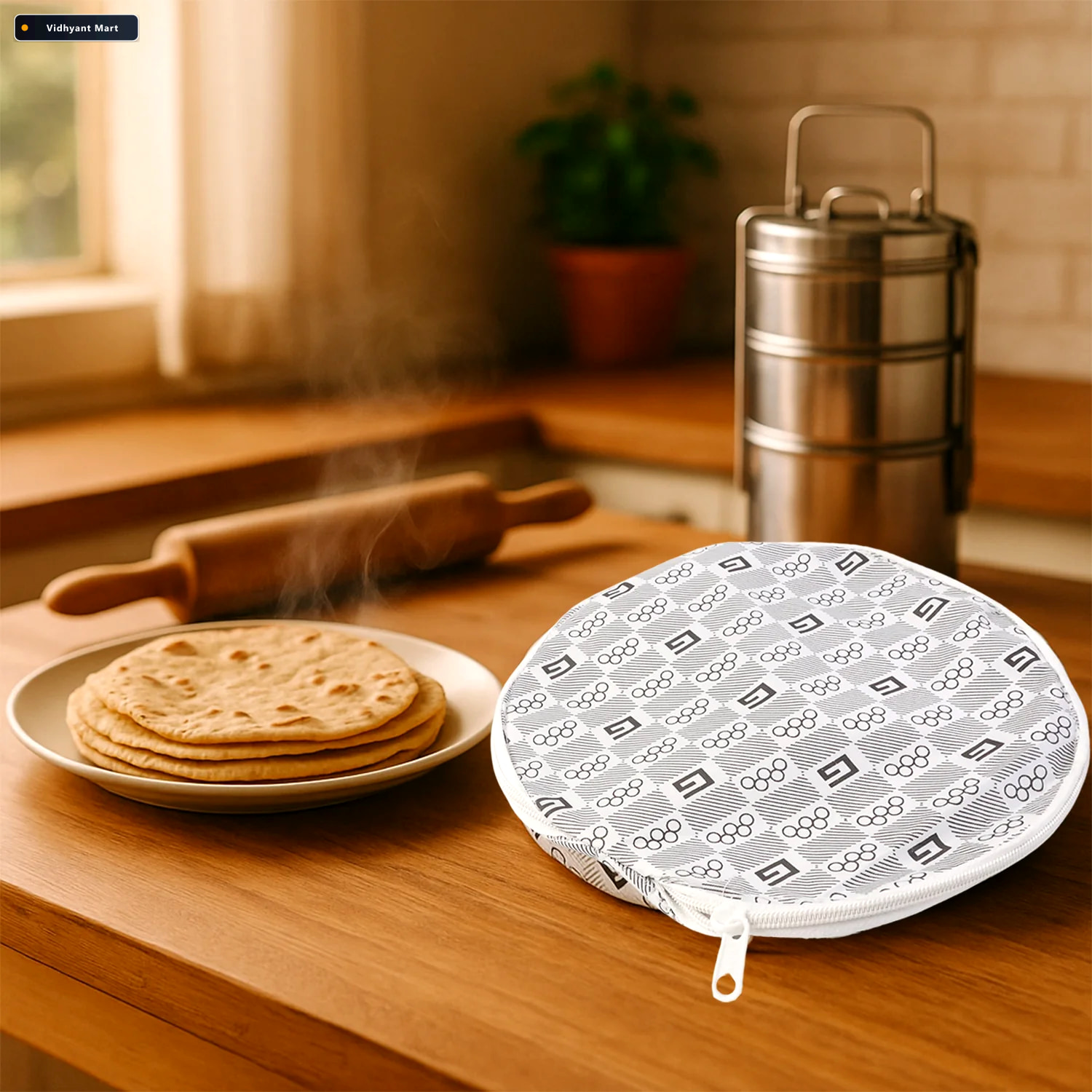 Vidhyant Mart Insulated Roti Cover Keeps Rotis Warm Fresh 23x23c 3