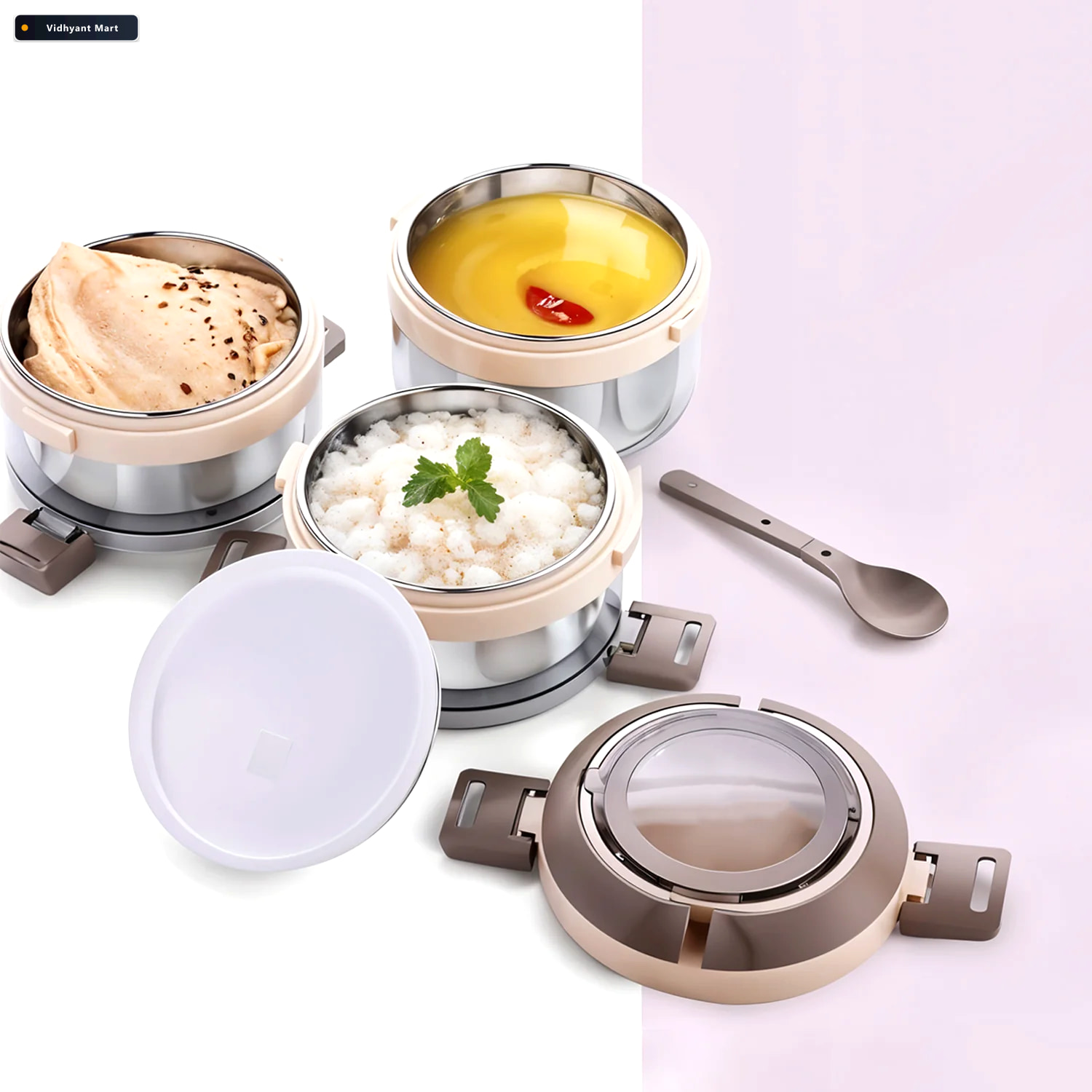 Vidhyant Mart Insulated Stainless Steel Lunch Box Set Leakproof 2