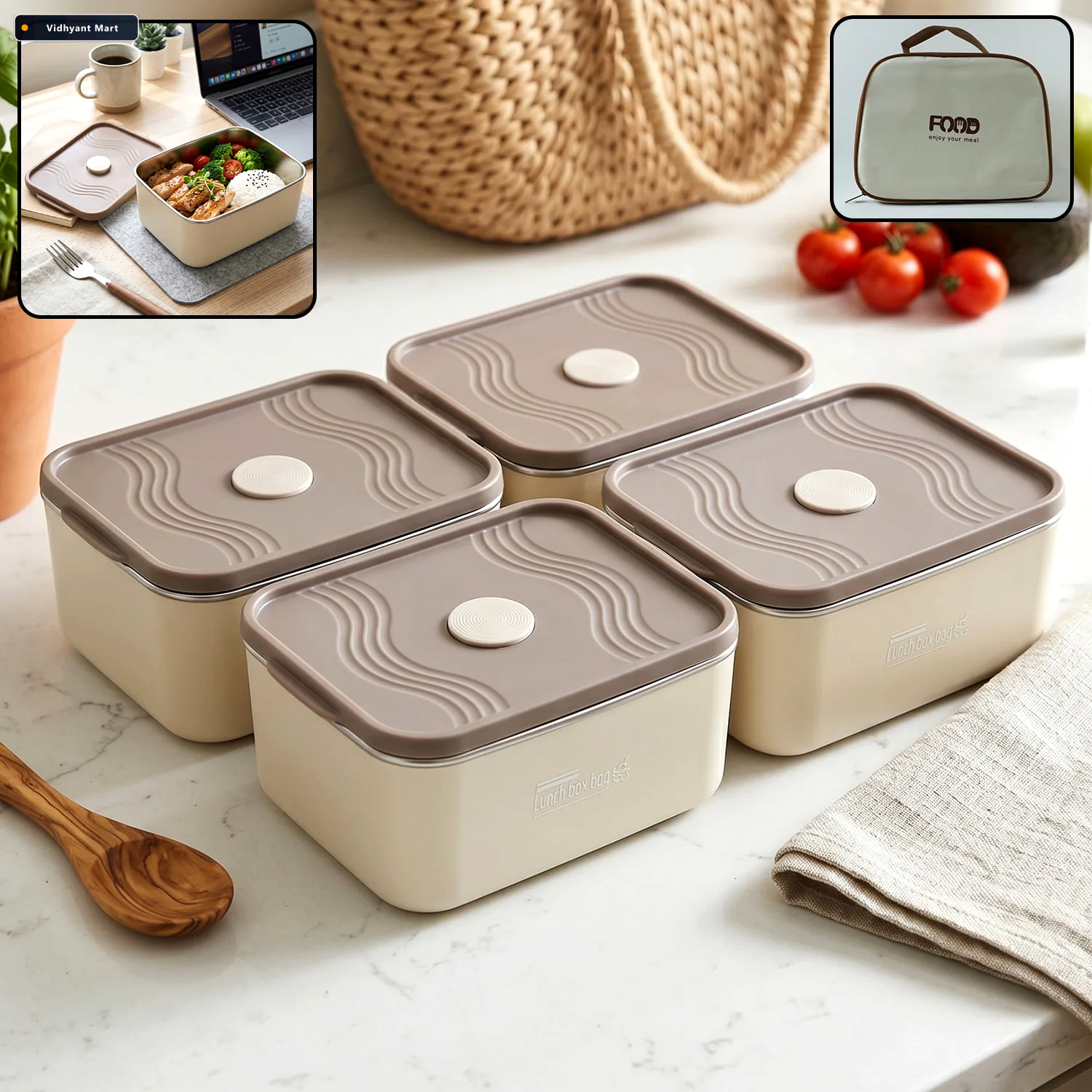 Vidhyant Mart Insulated Tiffin Lunch Box Set Keeps Food Warm Coo 1