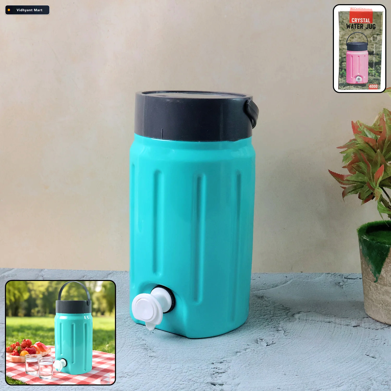 Vidhyant Mart Insulated Water Jug 2 Litre Leak Proof Plastic Dis 2
