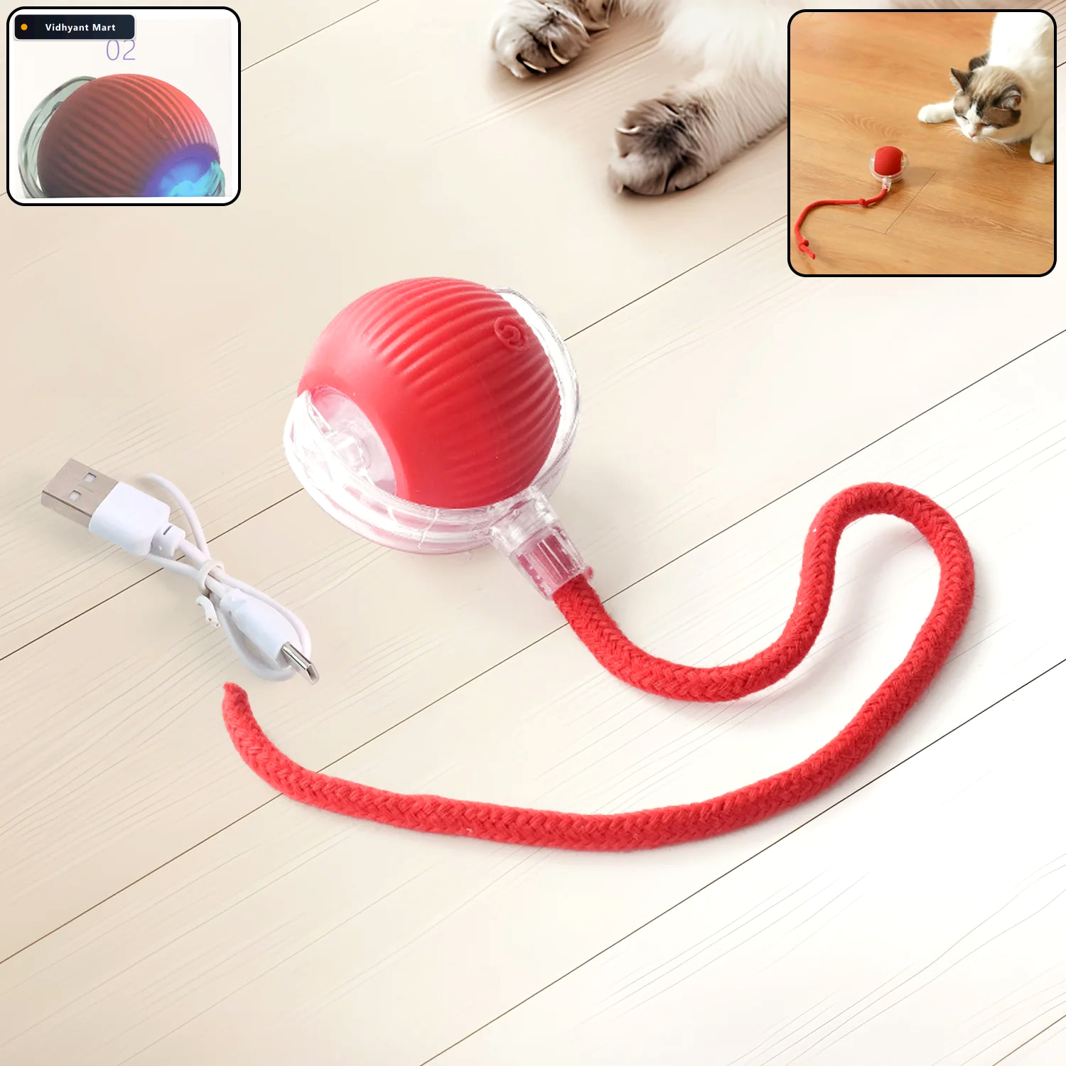 Vidhyant Mart Interactive Cat Toy Ball Led Light Detachable Tail 1