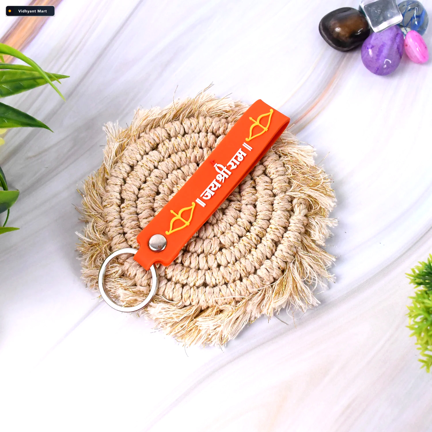 Vidhyant Mart Jai Shree Ram Keychain Durable Silicone With Metal 3