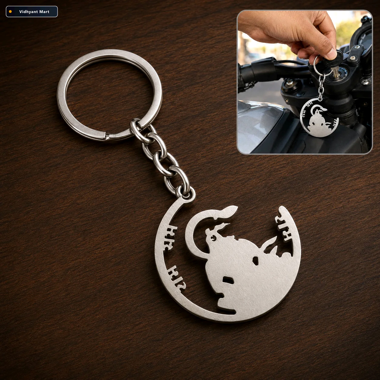 Vidhyant Mart Jai Shri Ram Keychain Hanuman Silhouette Metal Key 1