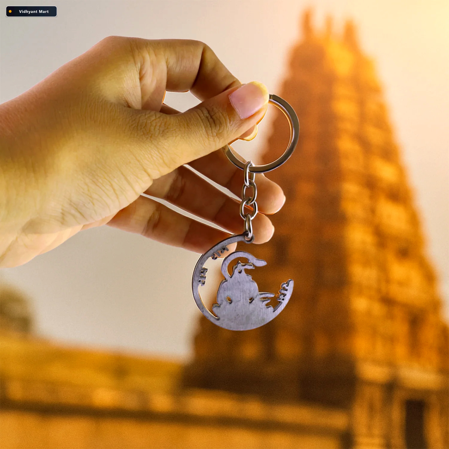 Vidhyant Mart Jai Shri Ram Keychain Hanuman Silhouette Metal Key 3