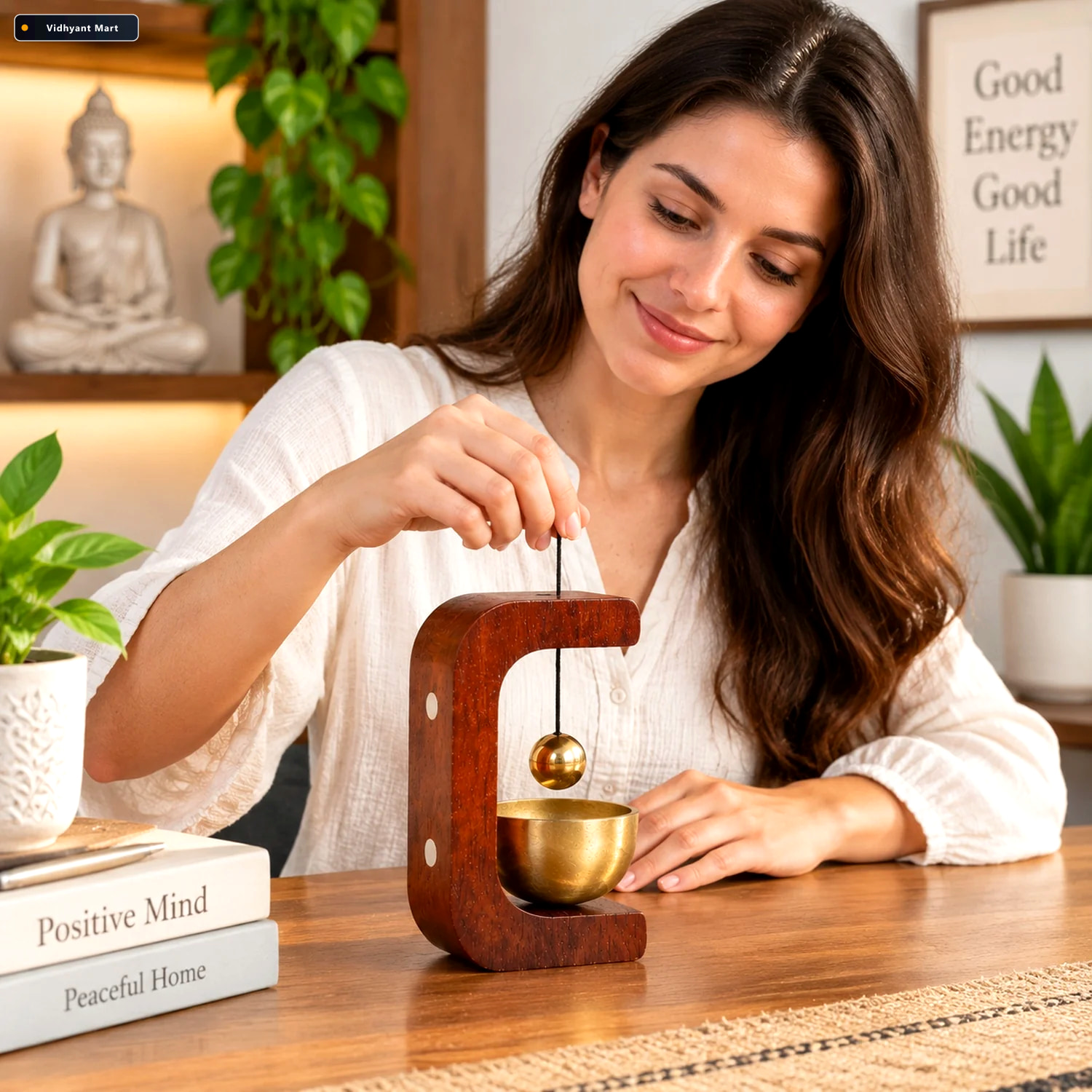 Vidhyant Mart Japanese Style Zen Bell Premium Desktop Meditation 3