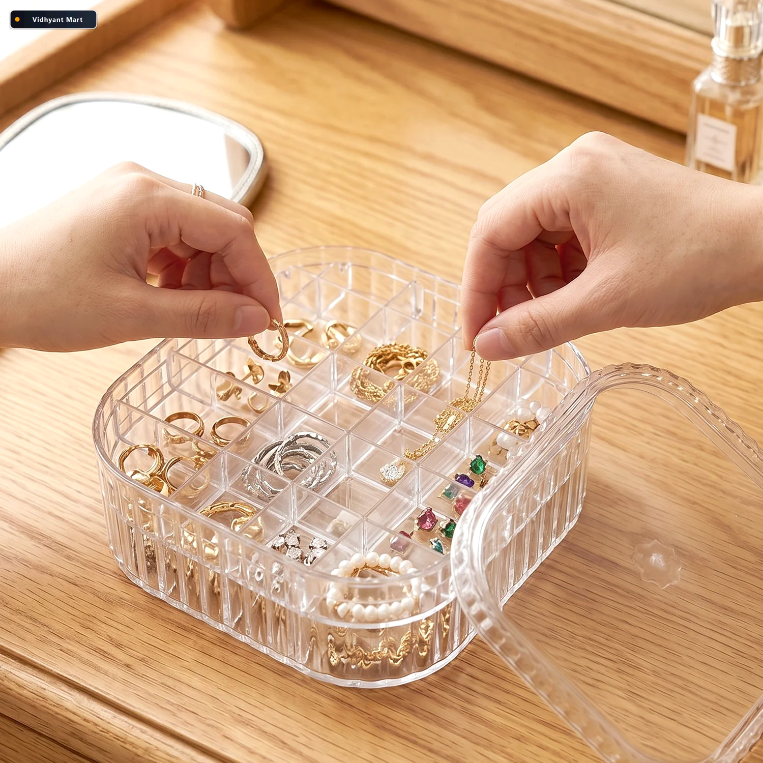 Vidhyant Mart Jewellery Storage Box 3 Layer Clear Organizer For 2