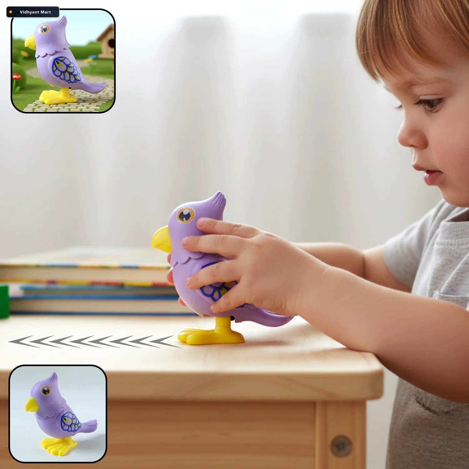 Vidhyant Mart Key Operated Jumping Bird Toy Fun Wind Up Action F 1