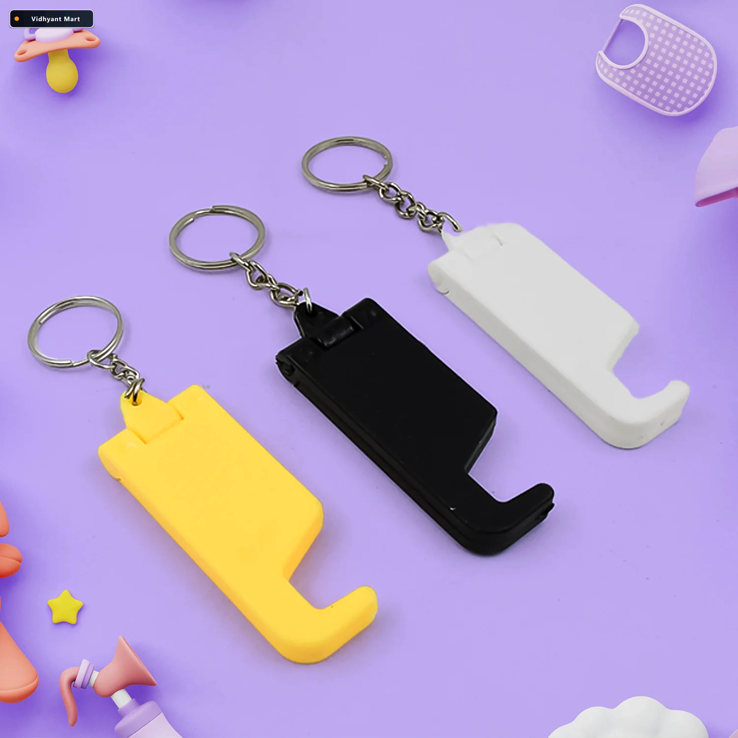 Vidhyant Mart Keychain Mobile Stand 2 In 1 Phone Holder Phobia 1