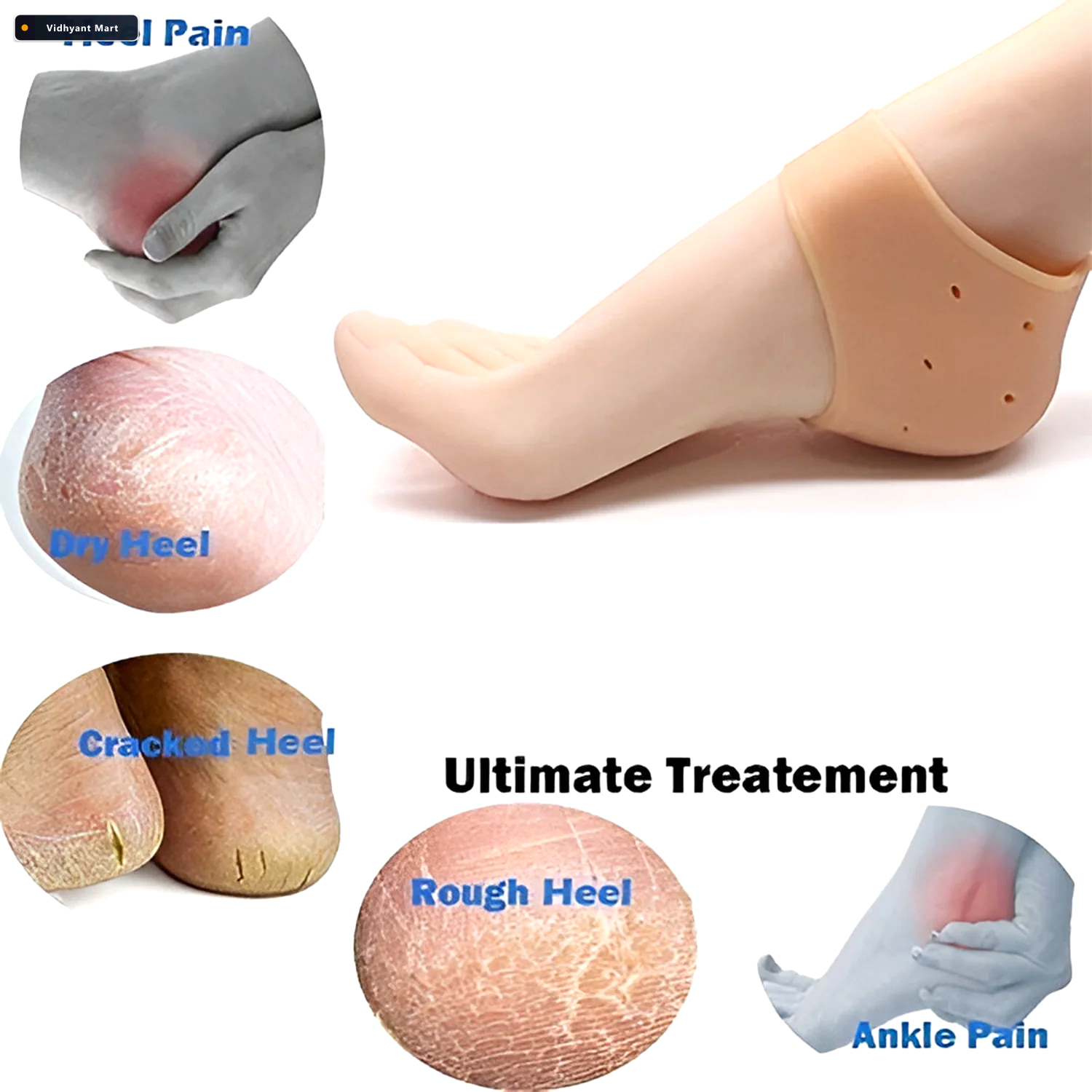 Vidhyant Mart Kid Silicone Heel Protectors Soft Gel Cushions For 3