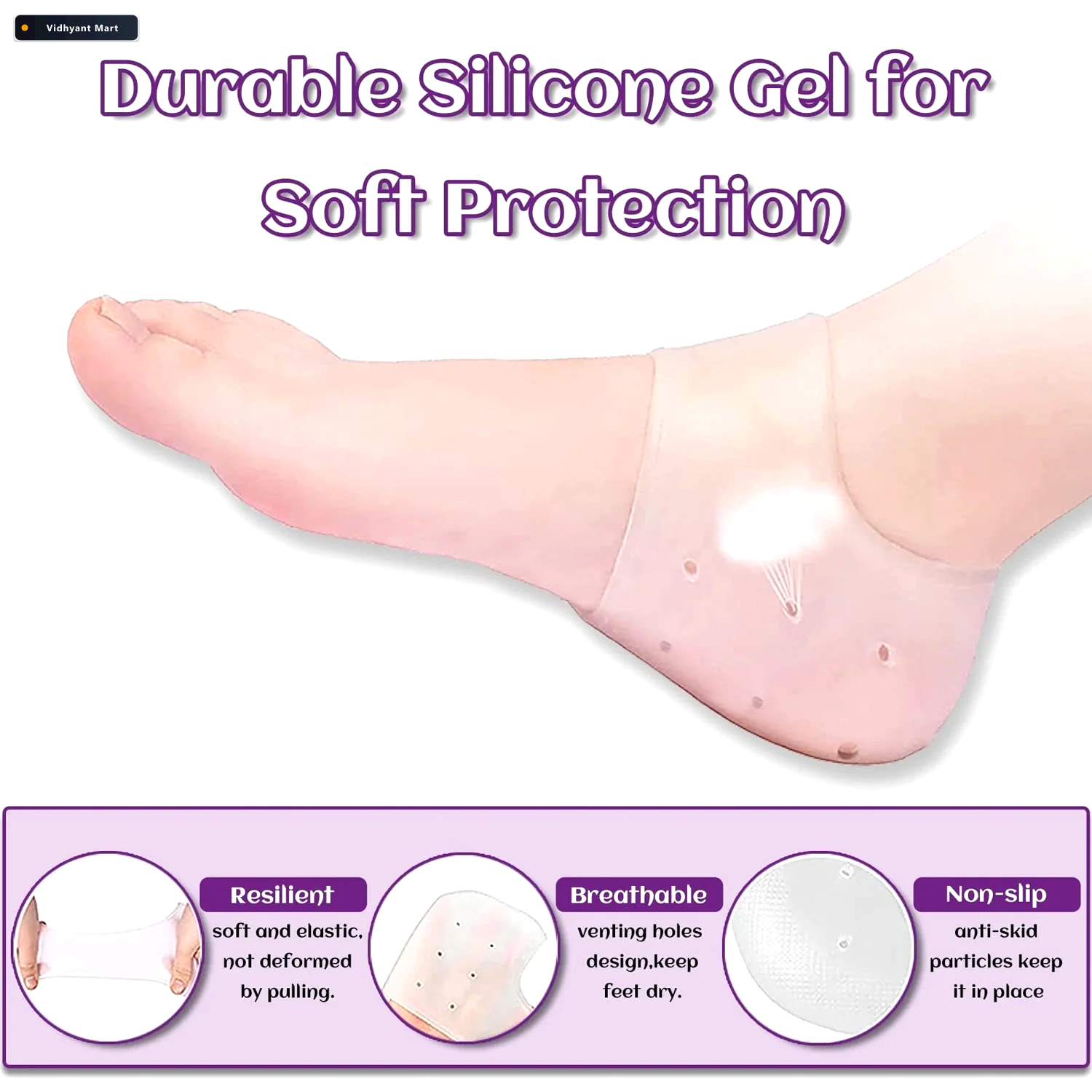 Vidhyant Mart Kid Silicone Heel Protectors Soft Gel Cushions For 4