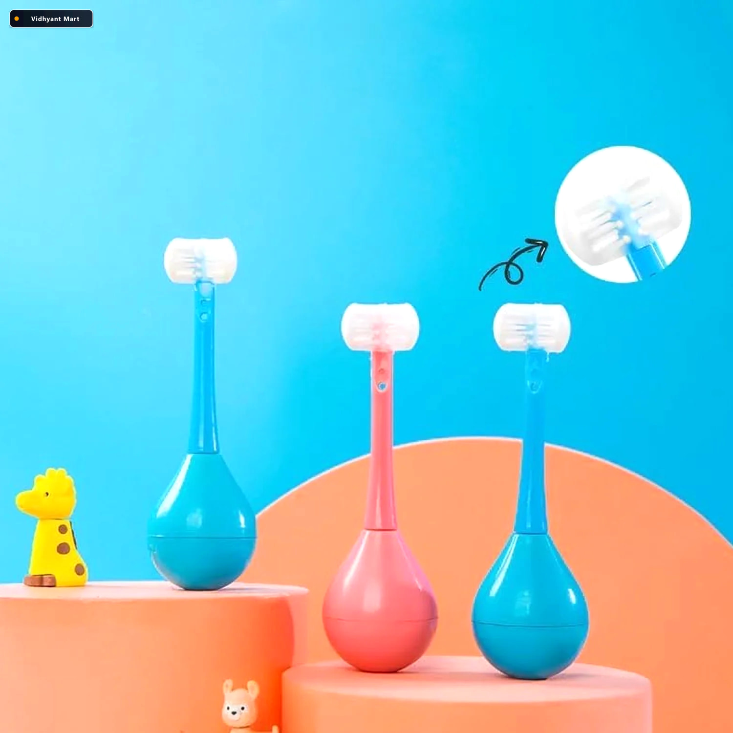 Vidhyant Mart Kids 3 Sided Toothbrush Gentle Silicone Head For A 1