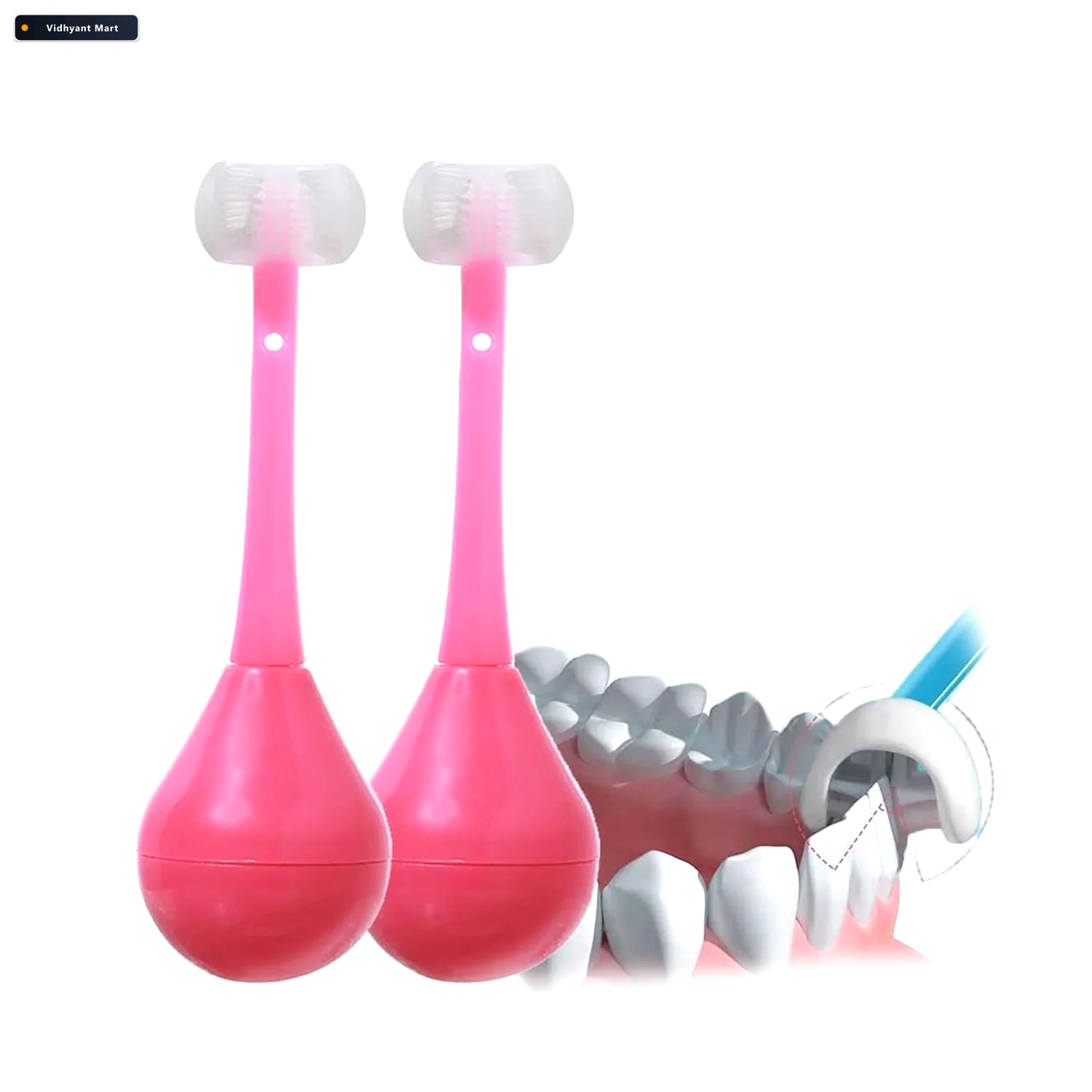 Vidhyant Mart Kids 3 Sided Toothbrush Gentle Silicone Head For A 3