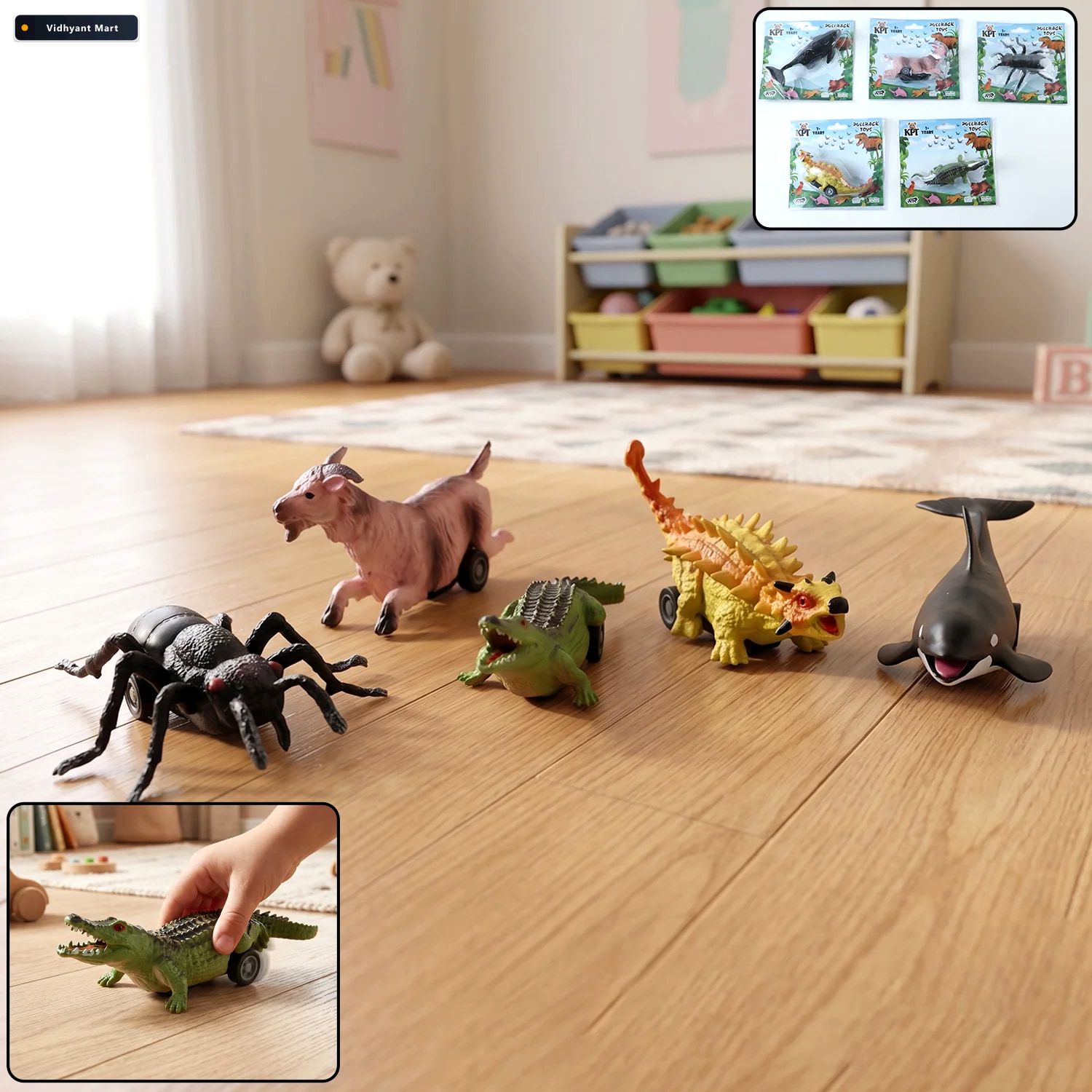 Vidhyant Mart Kids Animal Pull Back Toy Fun Rolling Motion Imagi 1