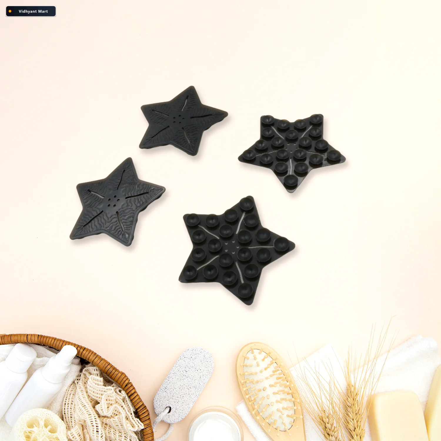 Vidhyant Mart Kids Anti Slip Bath Mat Star Shaped Pvc 4 Pc Set B 2