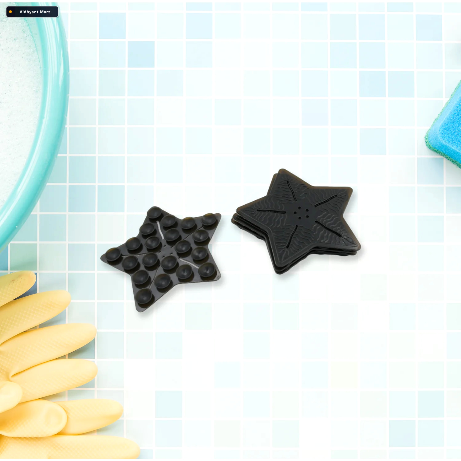 Vidhyant Mart Kids Anti Slip Bath Mat Star Shaped Pvc 4 Pc Set B 4