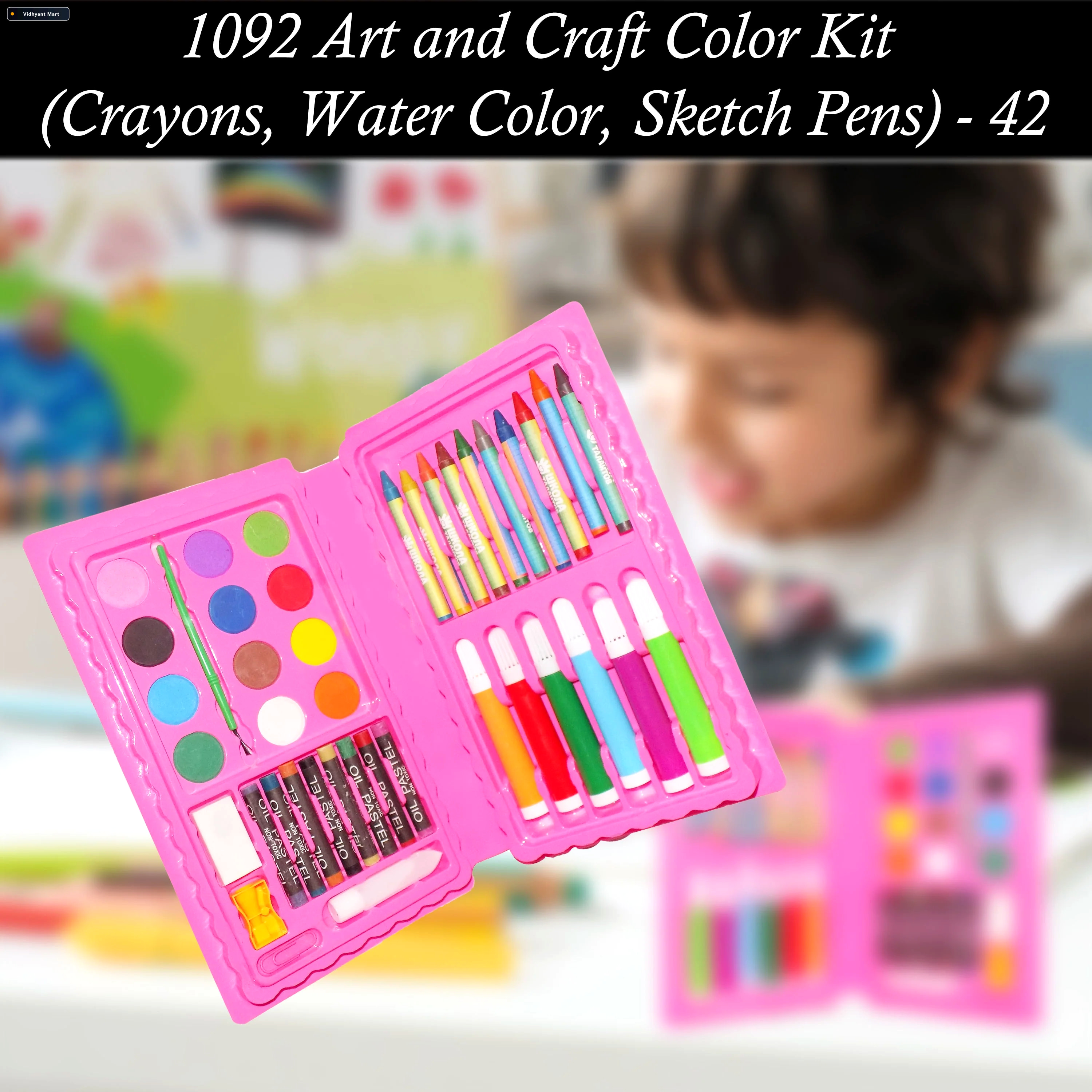 Vidhyant Mart Kids Art Kit 42 Pcs Drawing Coloring Set Colorful 2