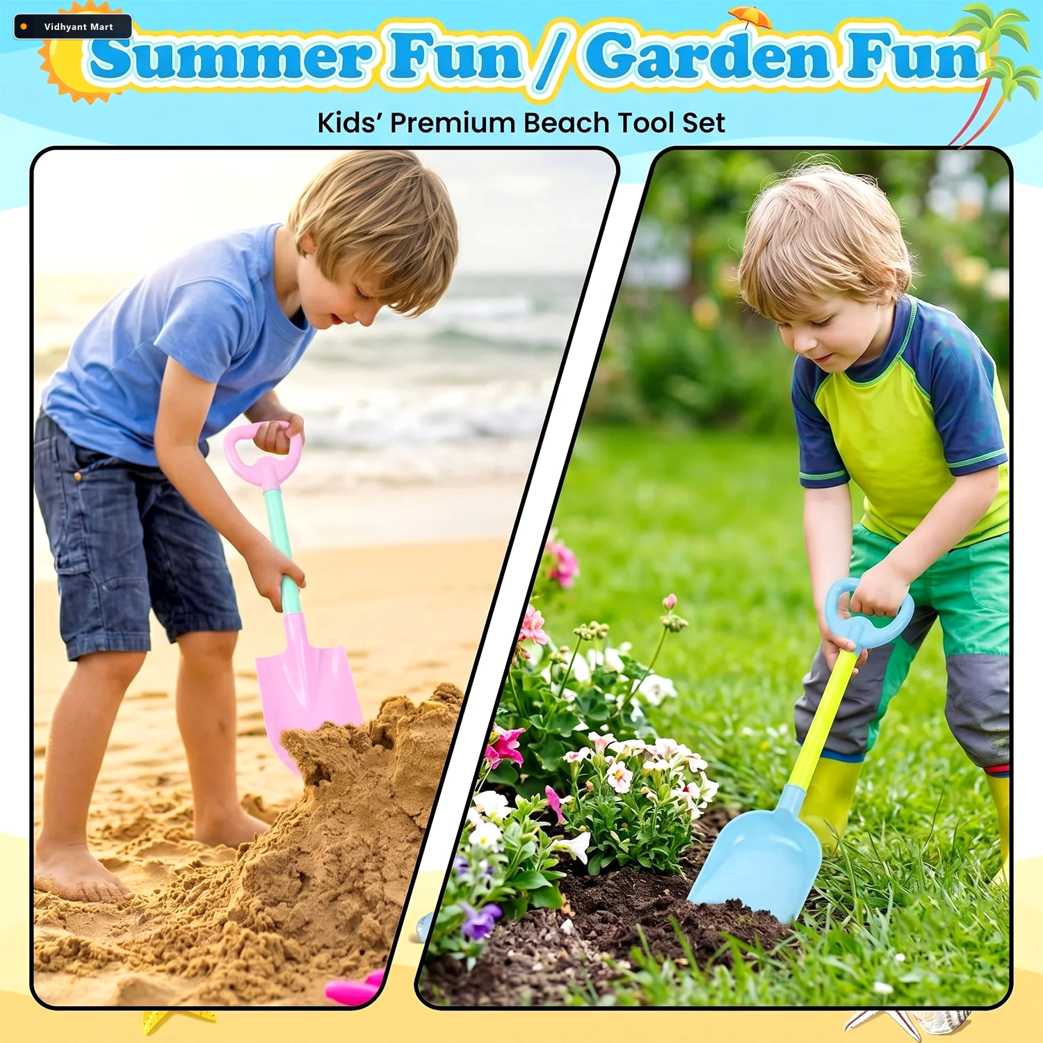 Vidhyant Mart Kids Beach Sand Shovel Toy Set Bright Durable Easy 3