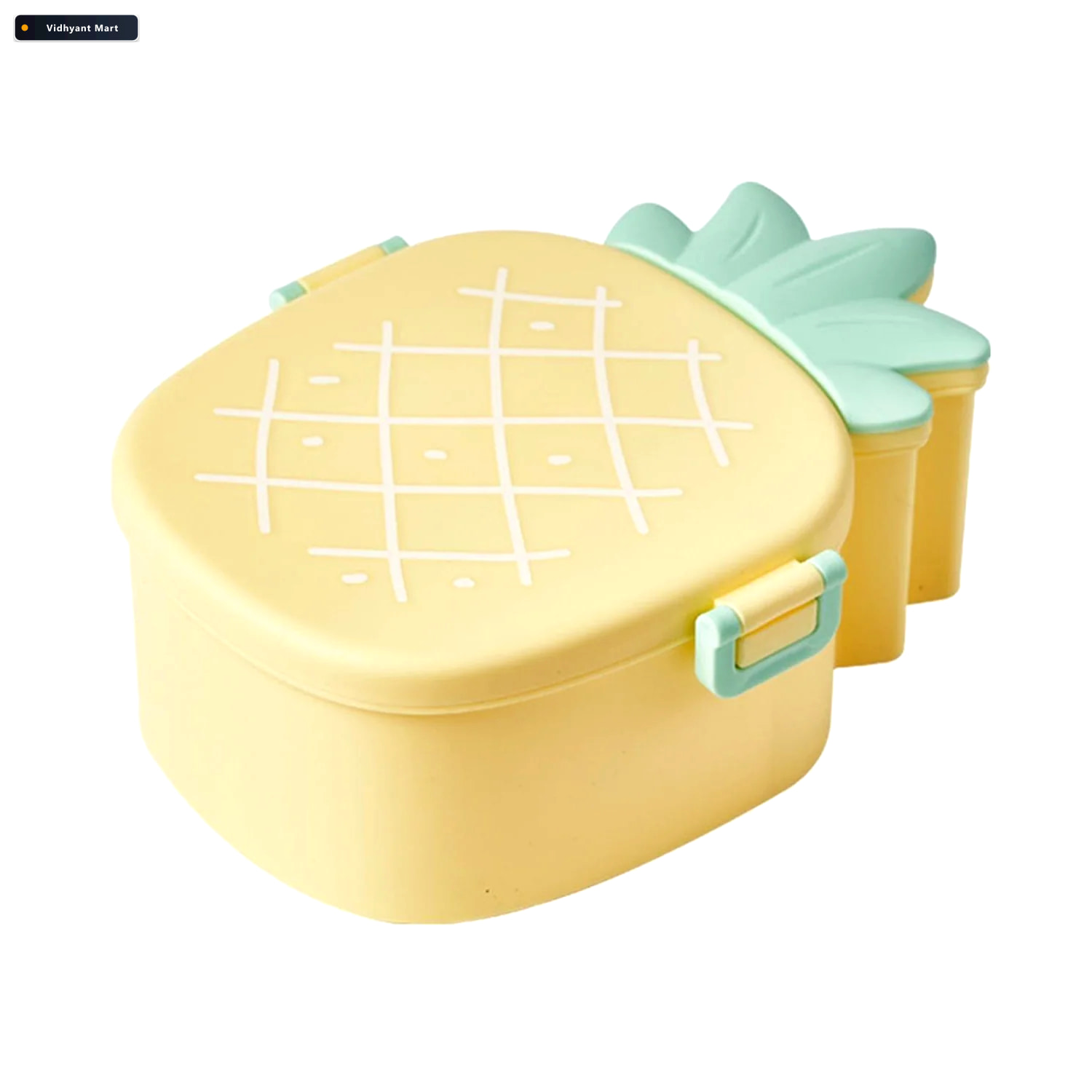 Vidhyant Mart Kids Bento Lunch Box Pineapple Design With Fork Sp 3