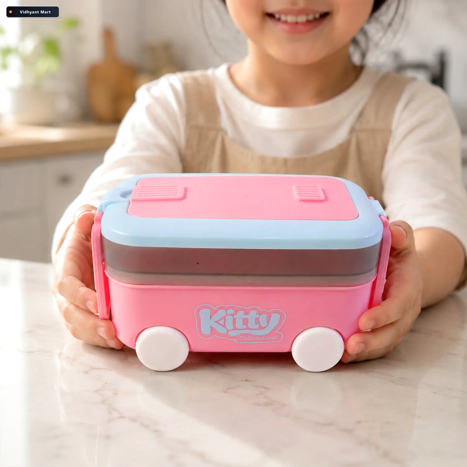 Vidhyant Mart Kids Car Shape Lunch Box With Wheels Fun And Leakp 2