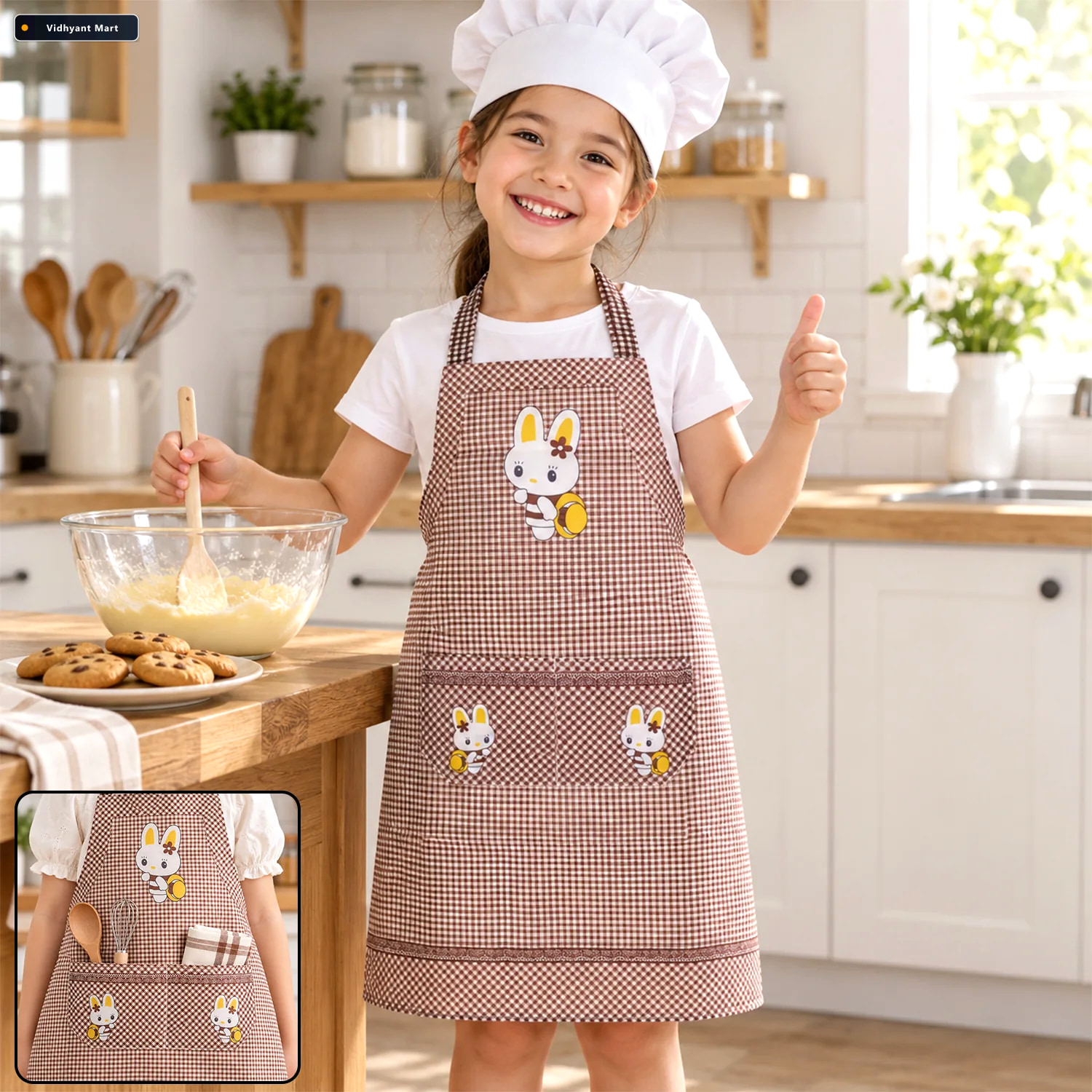 Vidhyant Mart Kids Cartoon Kitchen Cooking Apron With Front Pock 1
