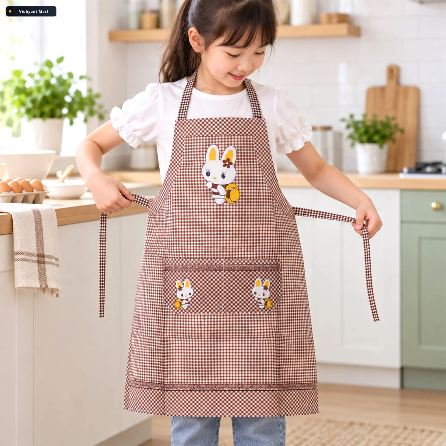 Vidhyant Mart Kids Cartoon Kitchen Cooking Apron With Front Pock 3