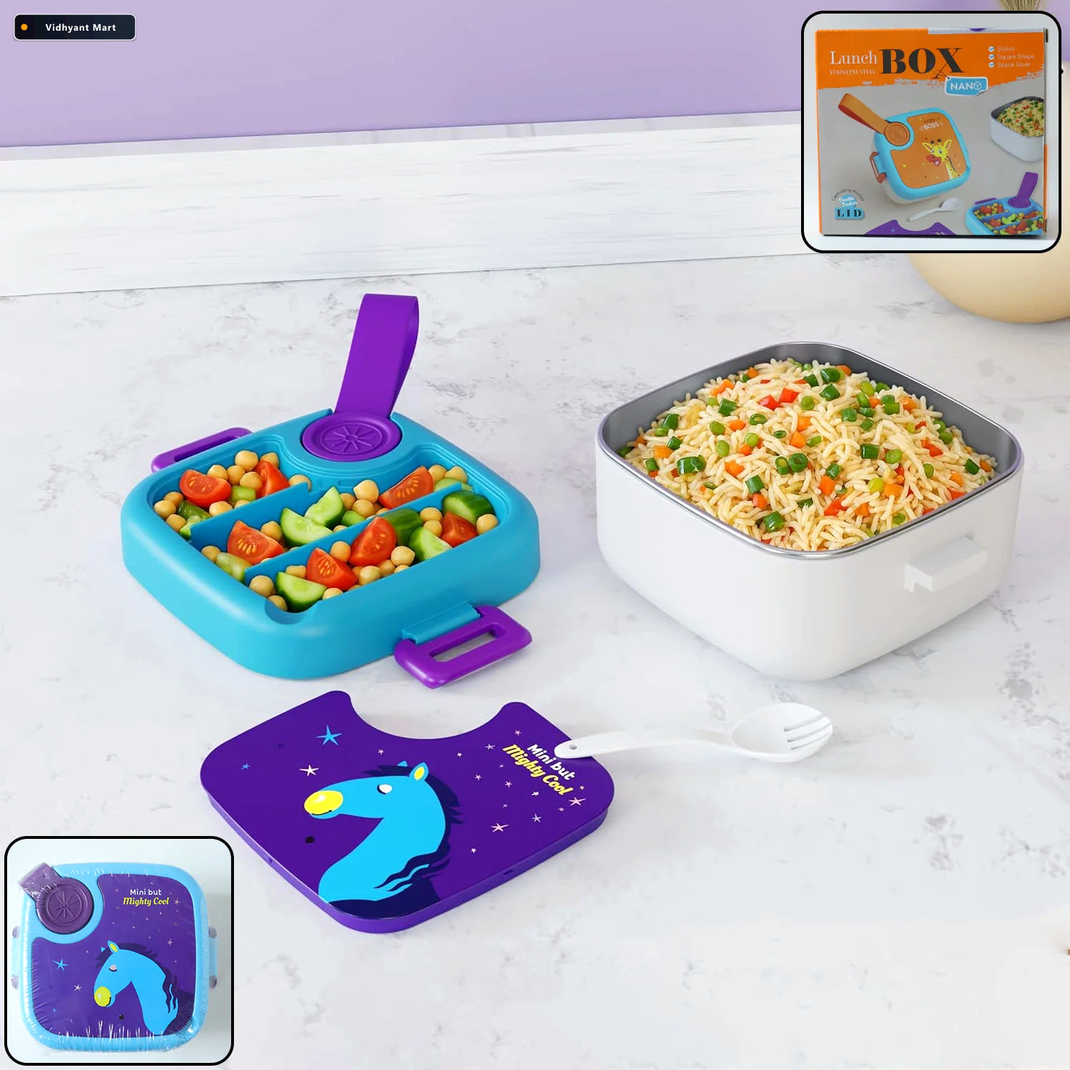 Vidhyant Mart Kids Cartoon Lunch Box Leak Resistant Giraffe Prin 1