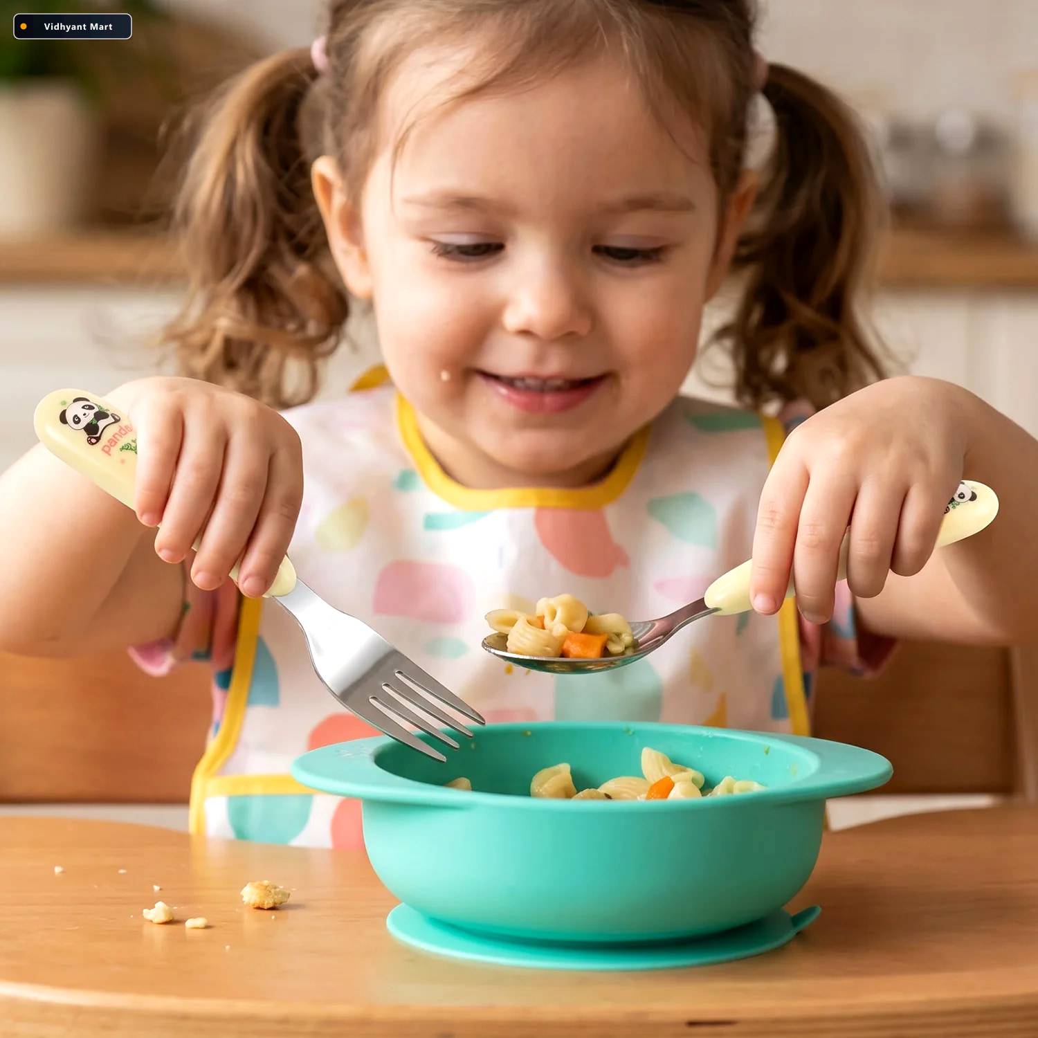 Vidhyant Mart Kids Cartoon Spoon And Fork Set With Easy Grip Han 2