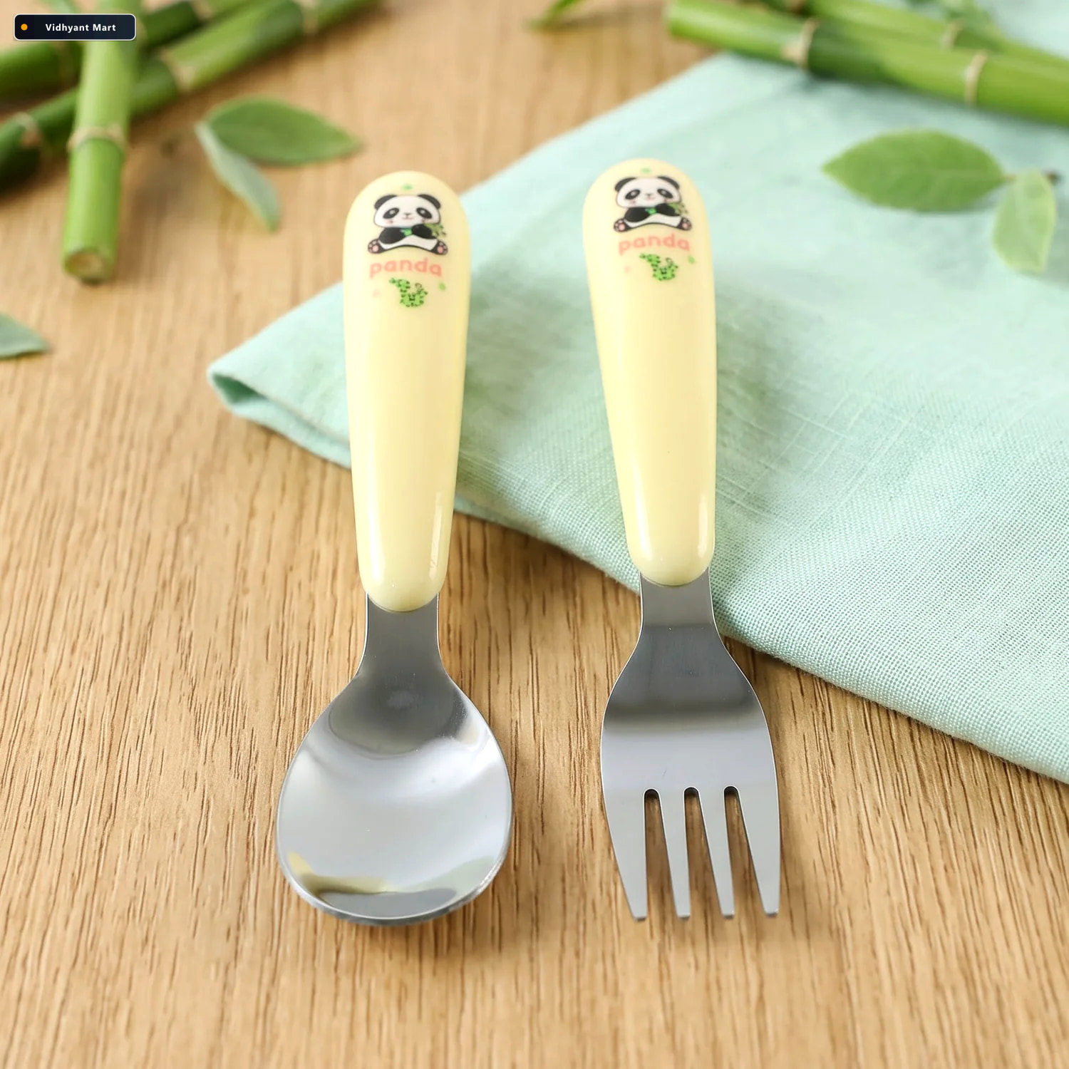 Vidhyant Mart Kids Cartoon Spoon And Fork Set With Easy Grip Han 3