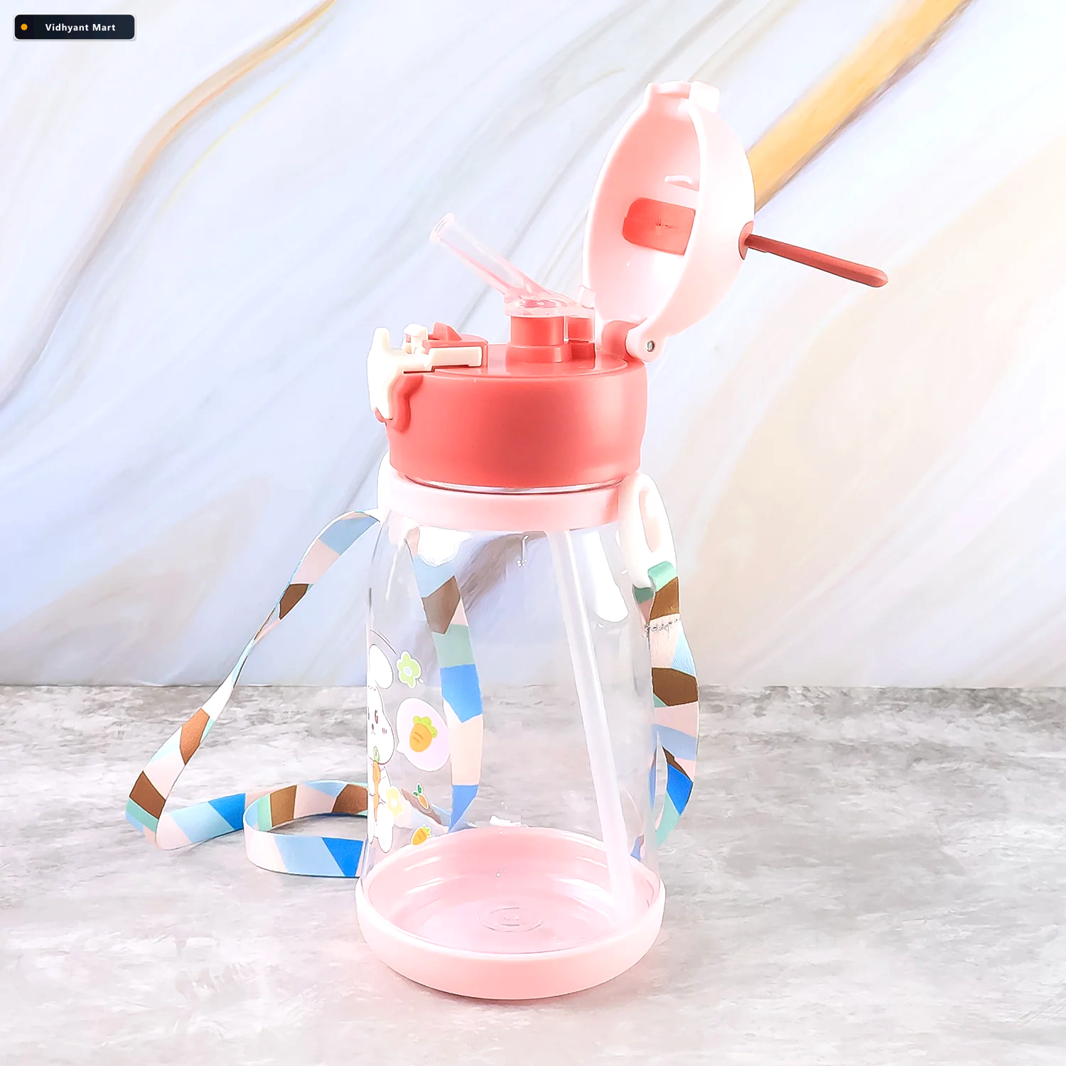 Vidhyant Mart Kids Cartoon Water Bottle Leakproof 450ml With Str 2