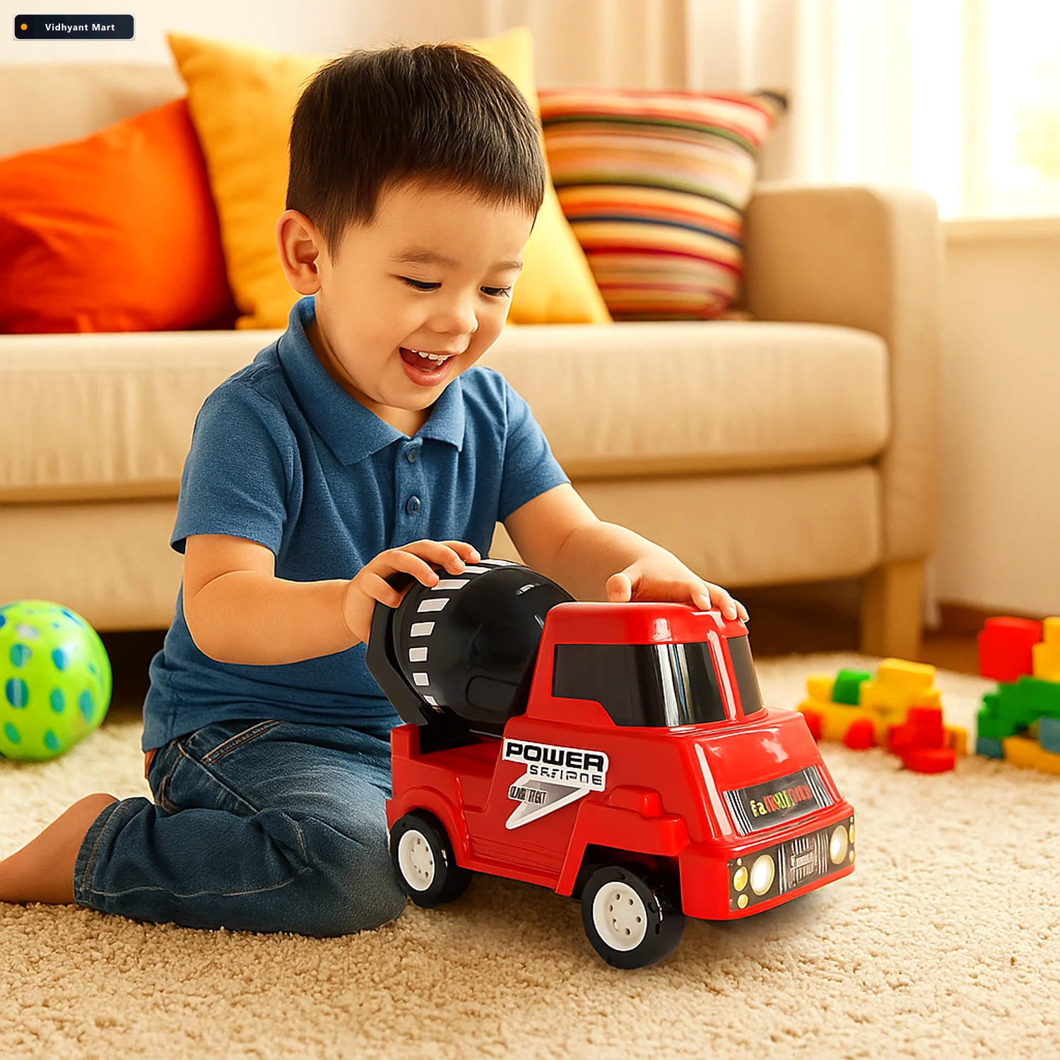 Vidhyant Mart Kids Cement Mixer Toy Truck Friction Powered Fun F 1