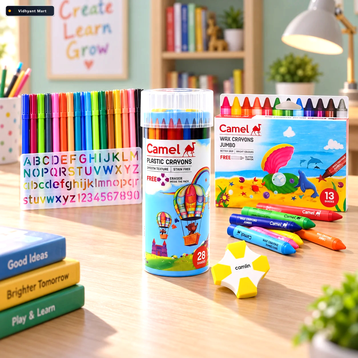Vidhyant Mart Kids Colouring Learning Combo Sketch Pens Crayon S 1