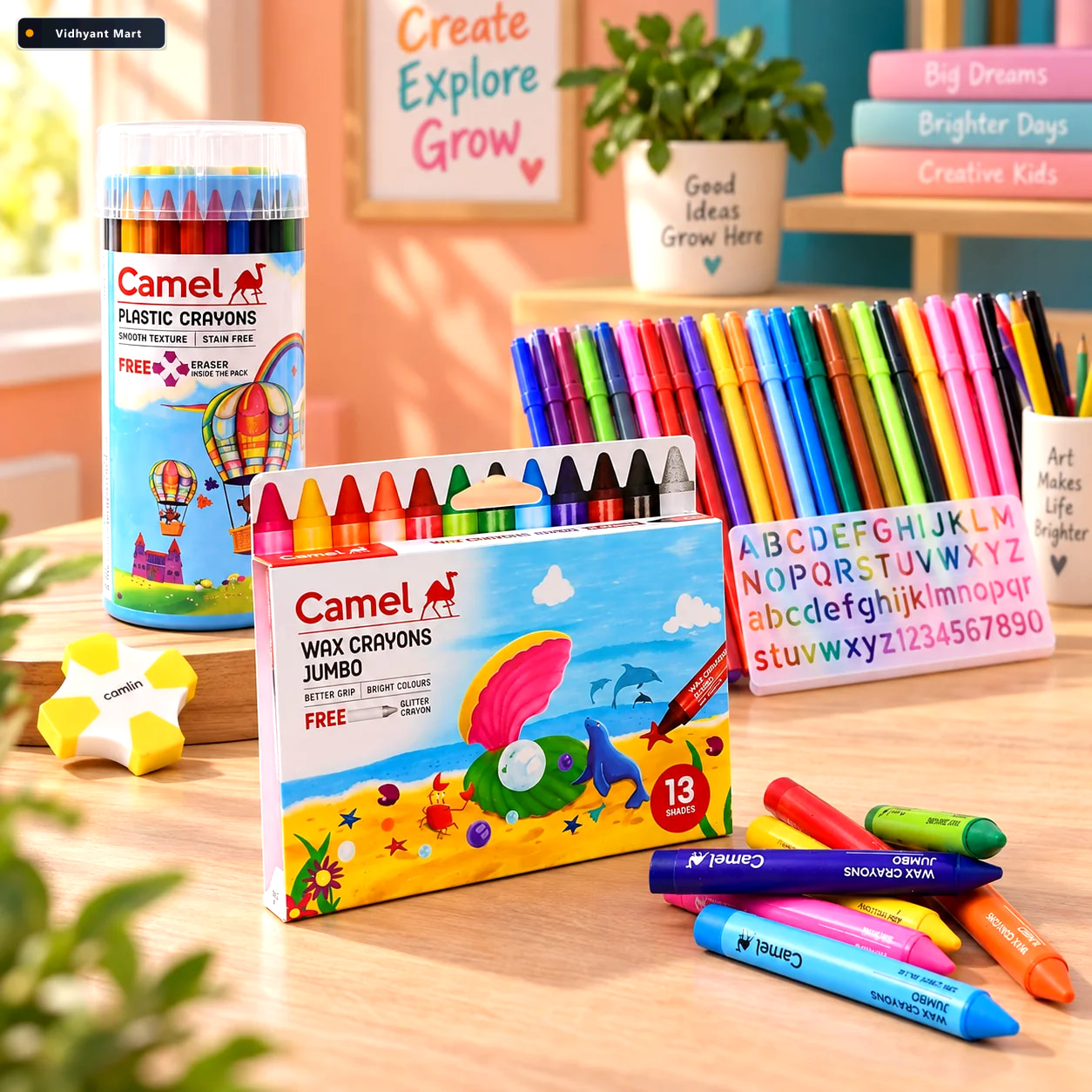 Vidhyant Mart Kids Colouring Learning Combo Sketch Pens Crayon S 4