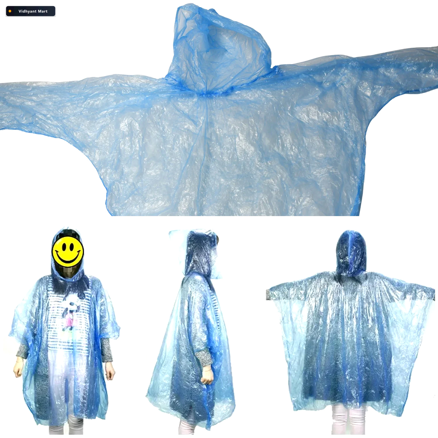 Vidhyant Mart Kids Disposable Raincoat With Hood Clear Portable 4