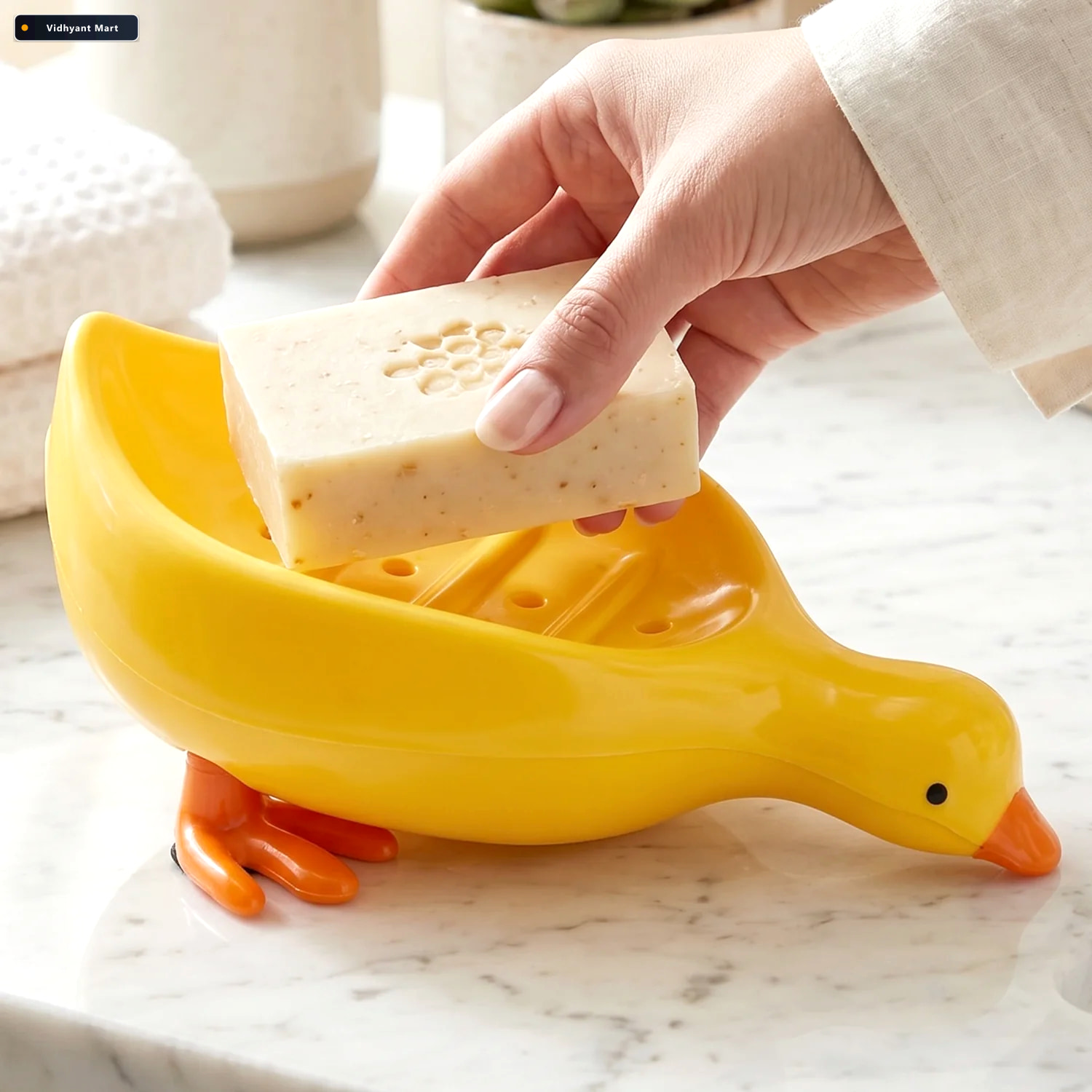 Vidhyant Mart Kids Duck Shaped Soap Holder Fun Waterproof Bathro 2