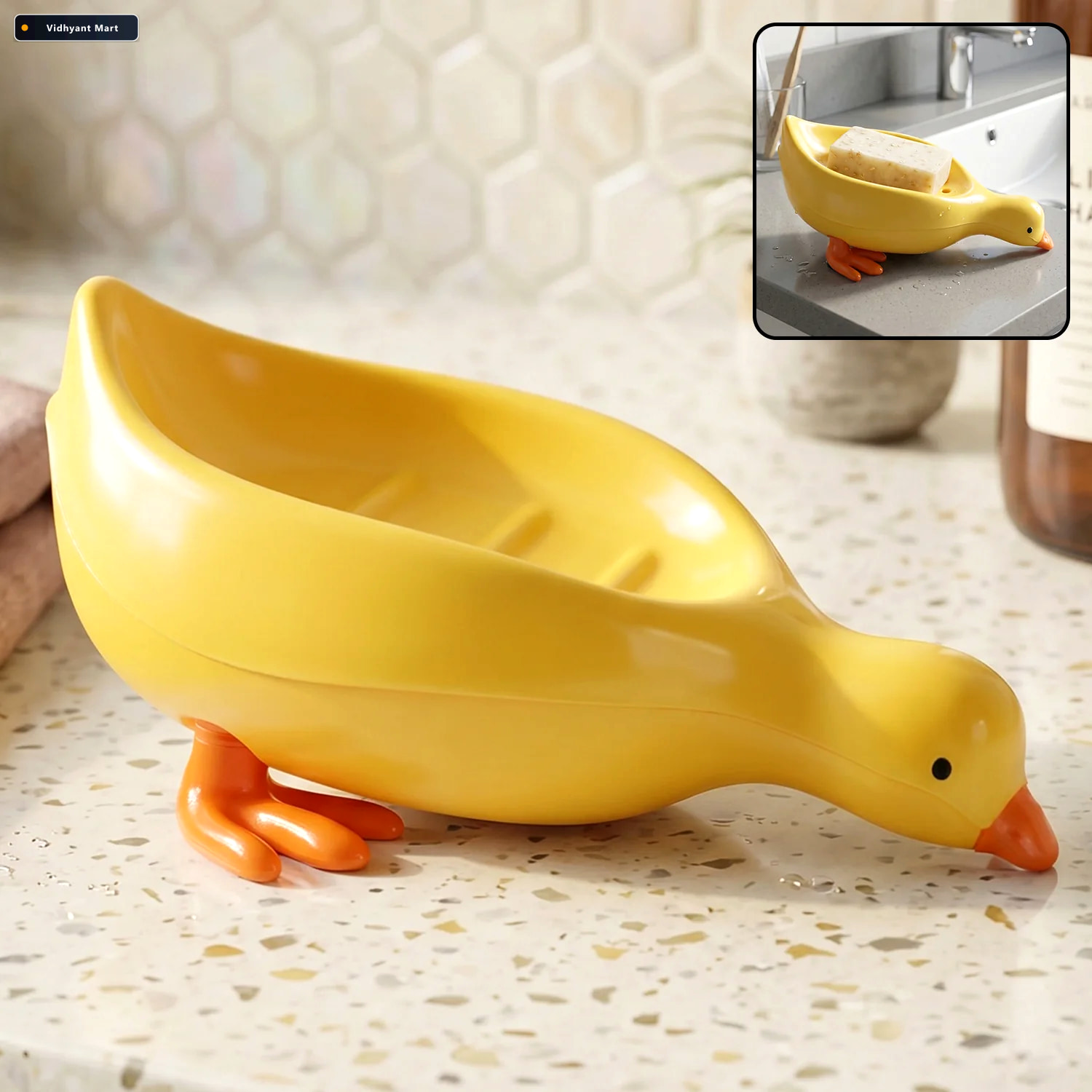 Vidhyant Mart Kids Duck Shaped Soap Holder Fun Waterproof Bathro 3