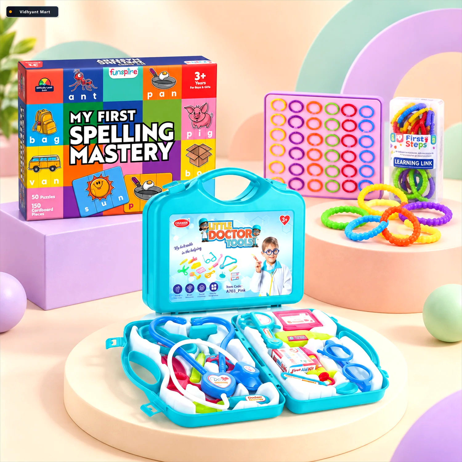Vidhyant Mart Kids Educational Learning Combo Spelling Puzzle Do 3
