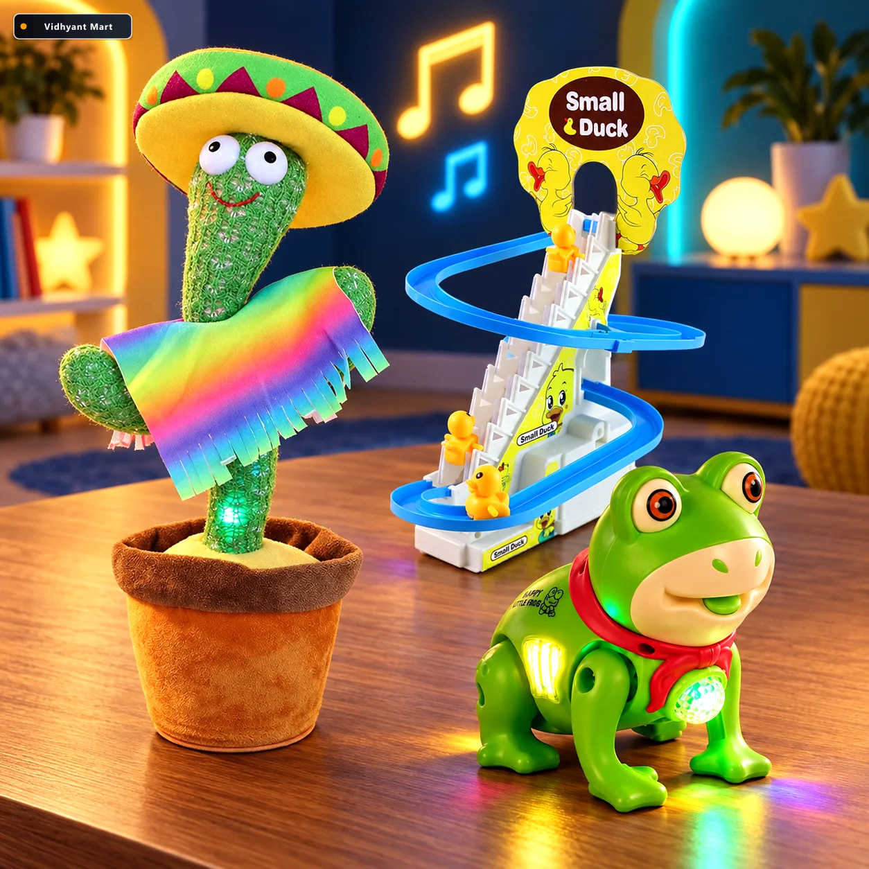 Vidhyant Mart Kids Fun Toy Combo Light Up Frog Toy Duck Climbing 1