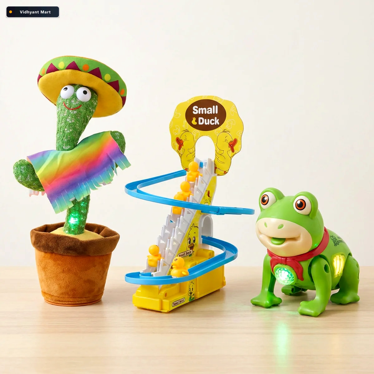 Vidhyant Mart Kids Fun Toy Combo Light Up Frog Toy Duck Climbing 2